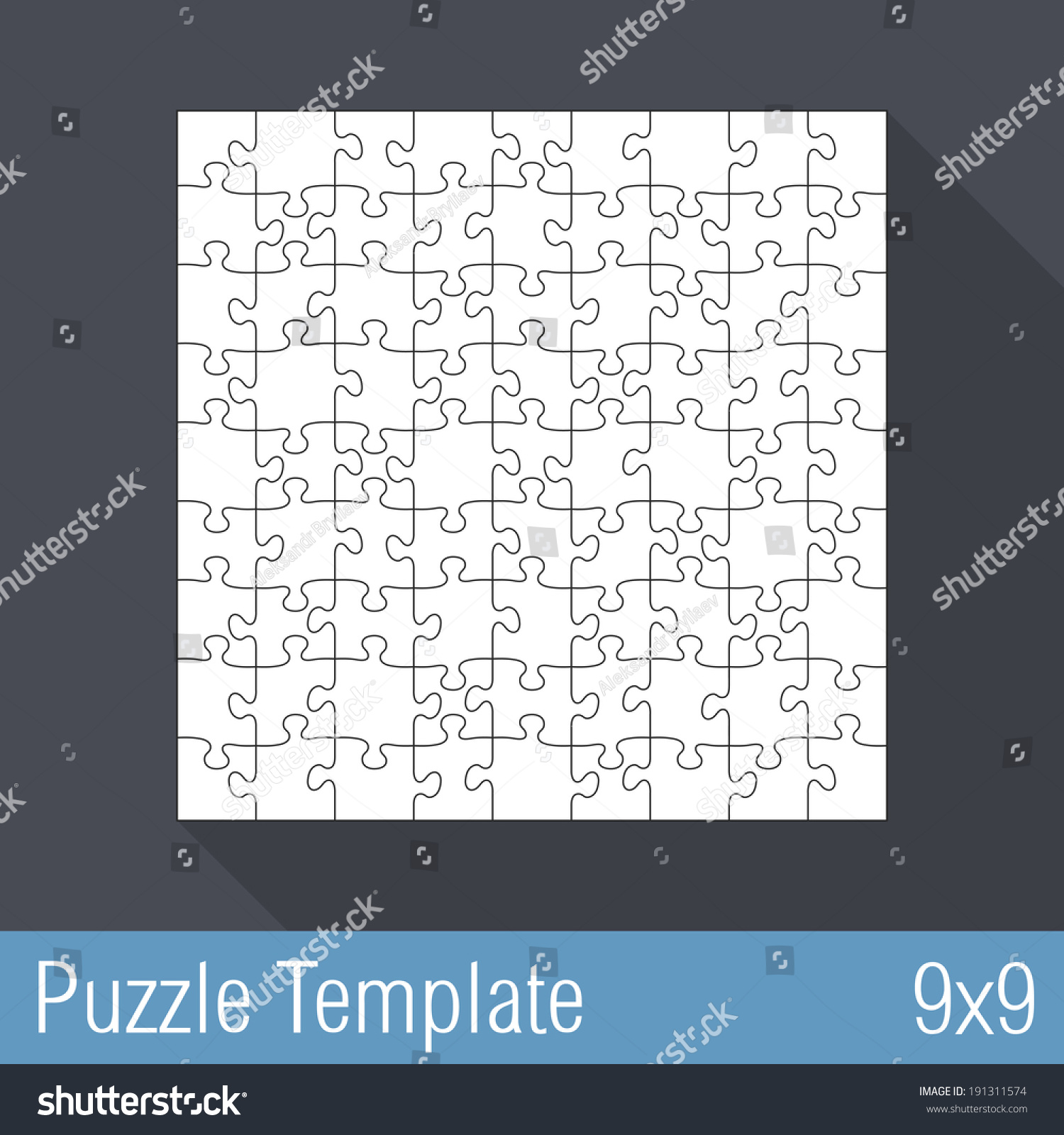 Square Jigsaw Puzzle Template 9x9 Pieces Stock Vector Royalty Free   Stock Vector Square Jigsaw Puzzle Template X Pieces Vector Eps Illustration 191311574 