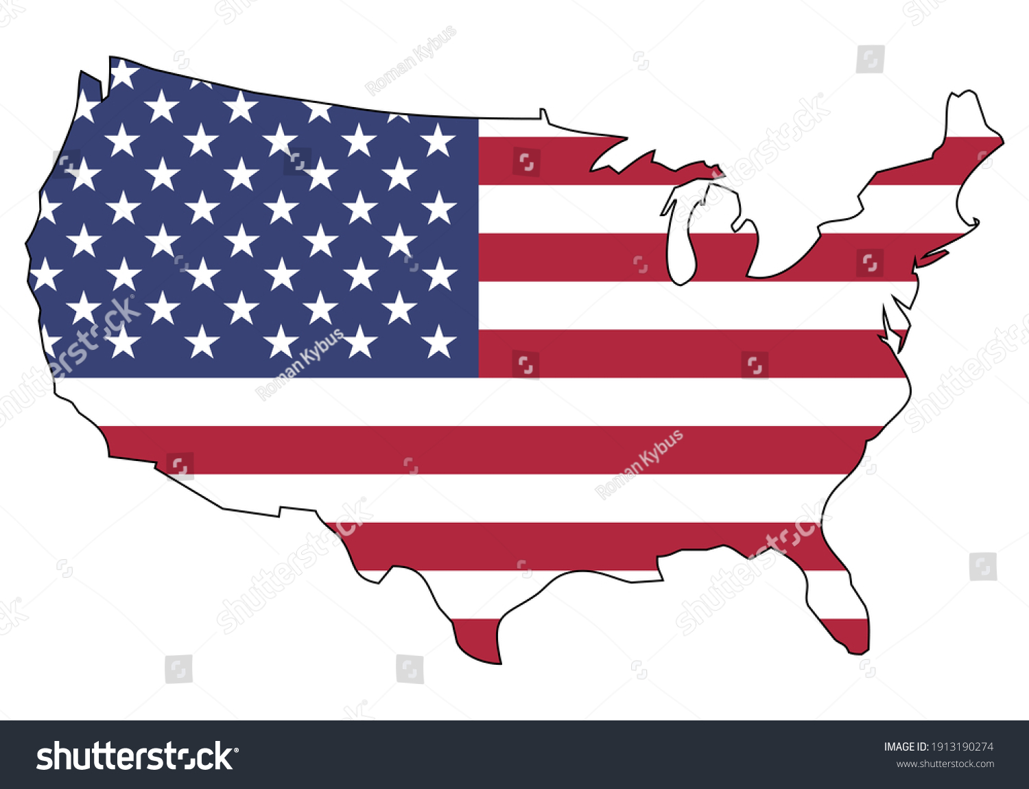 United States America Map Flag Outline Stock Vector (Royalty Free ...