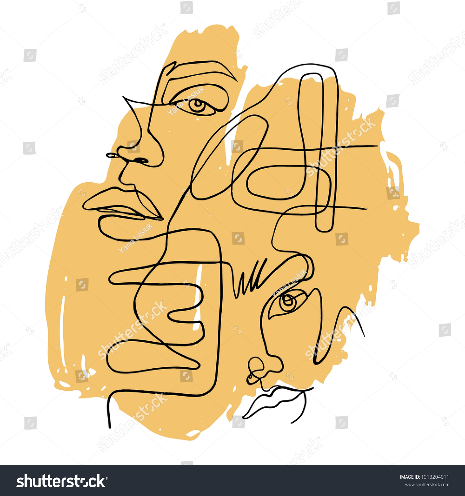 Abstract Woman Face Continuous Line Art Stock Vector Royalty Free 1913204011 Shutterstock 5500