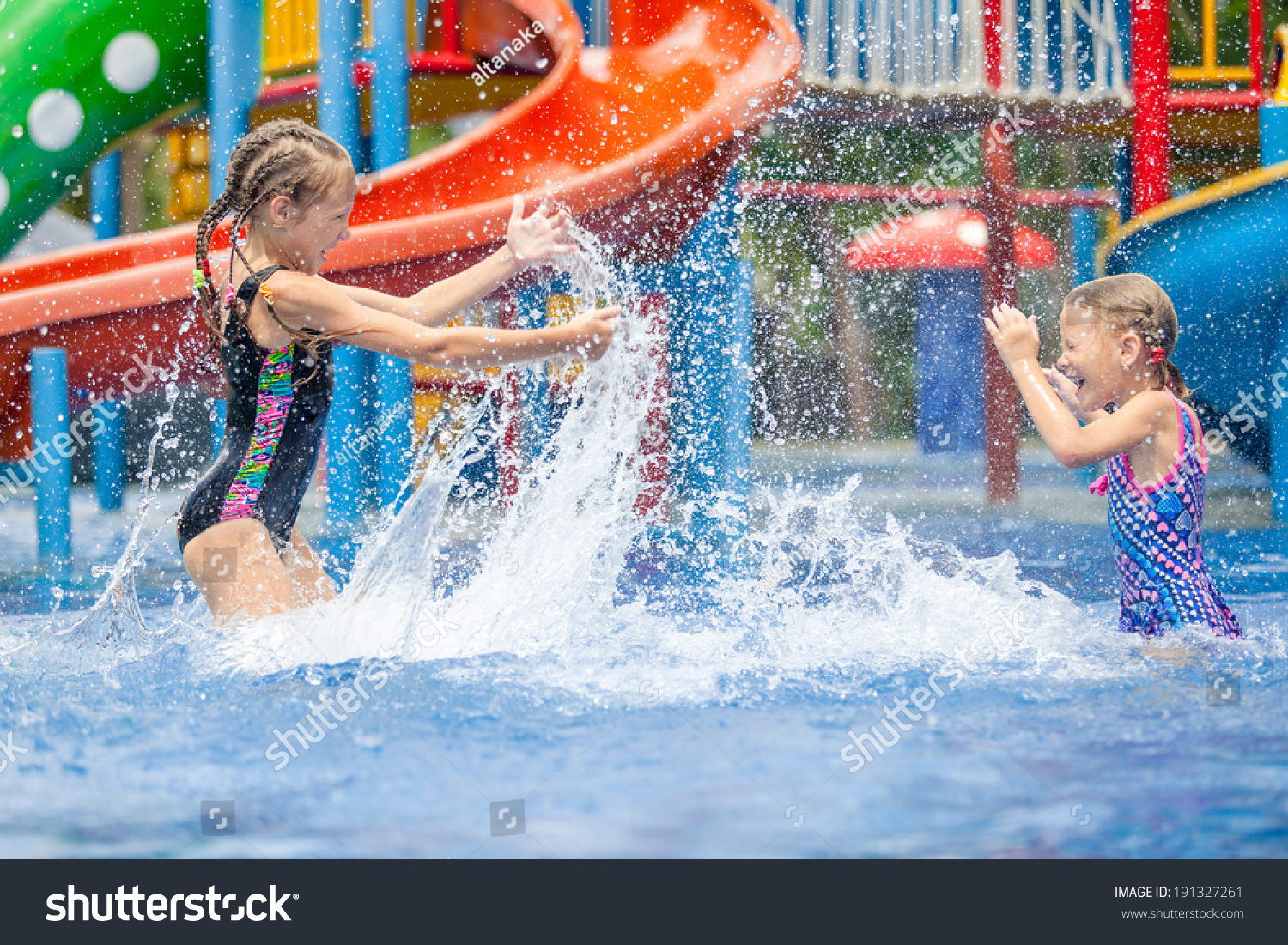 Two Little Girls Playing Swimming Pool Stock Photo 191327261 | Shutterstock