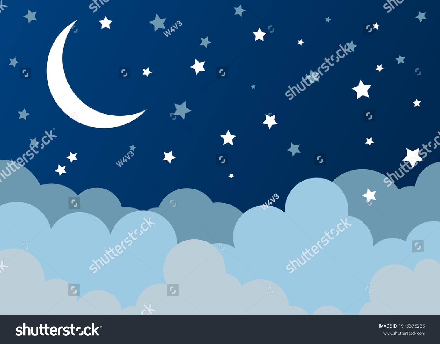 Night Sky Moon Background Vector Illustration Stock Vector (Royalty ...