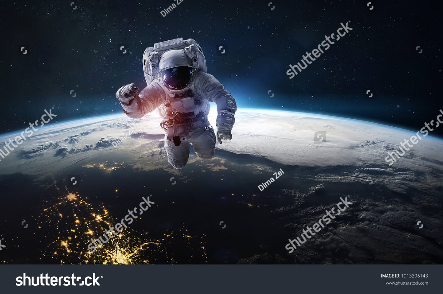 Astronaut Dark Deep Space Shadow Night Stock Photo 1913396143 ...