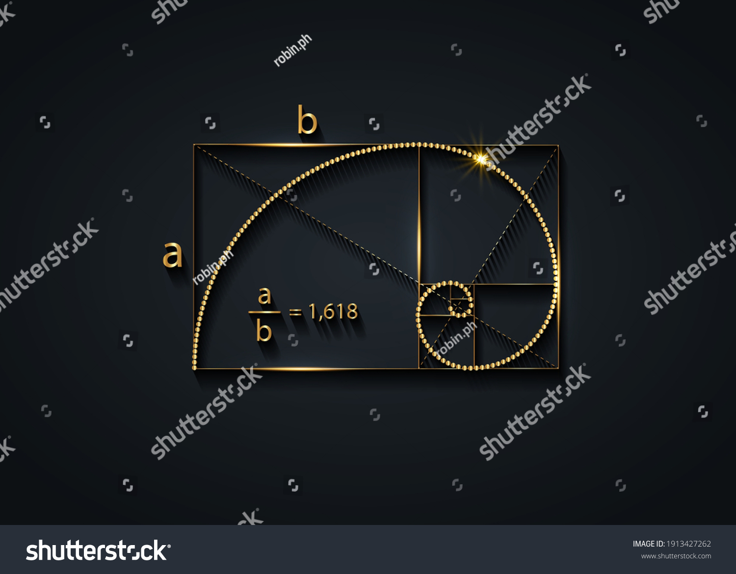 Golden Ratio Fibonacci Sequence Number Golden Stock Vector (Royalty ...