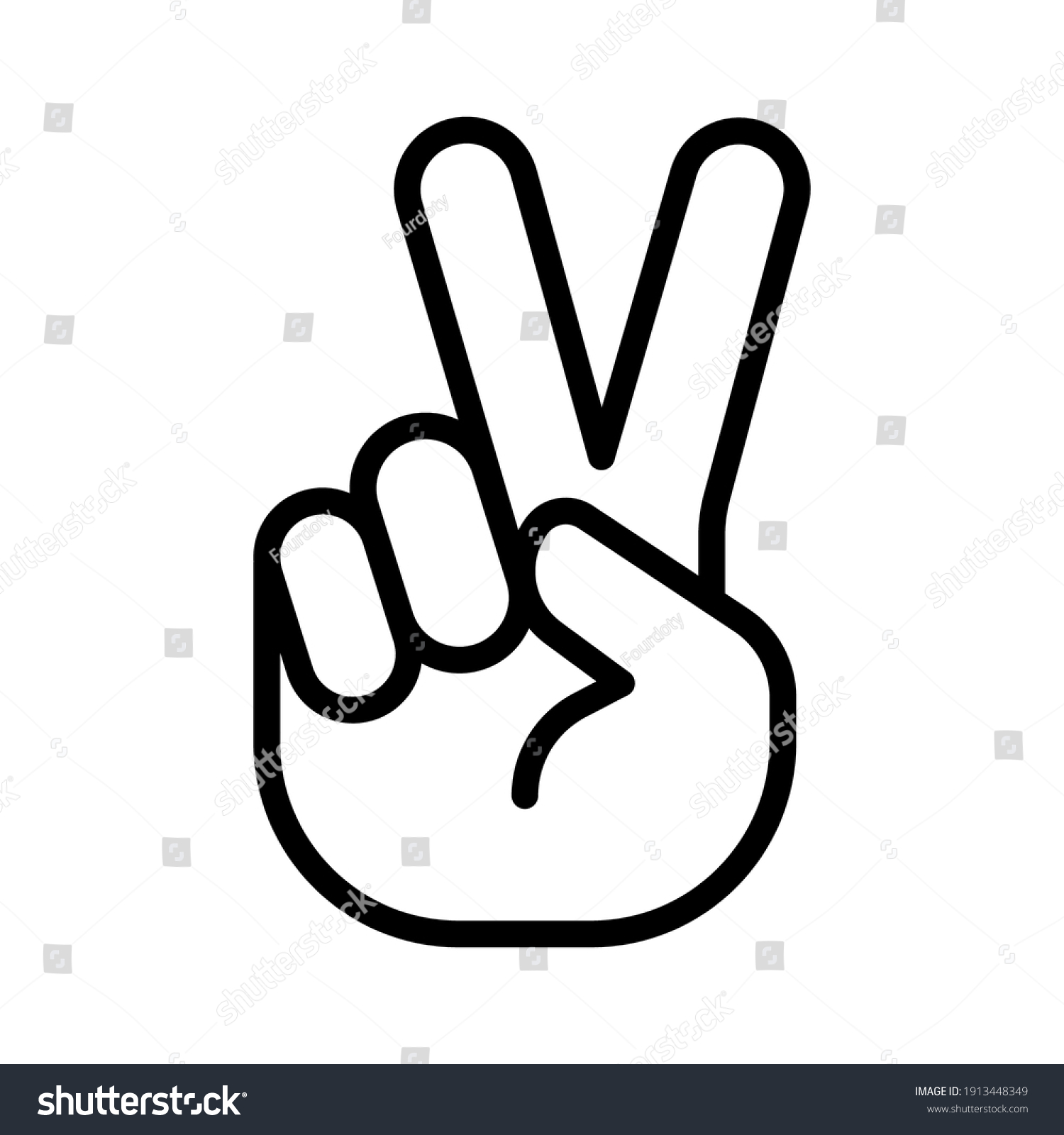 Hand Gesture V Sign Victory Peace Stock Vector (Royalty Free ...