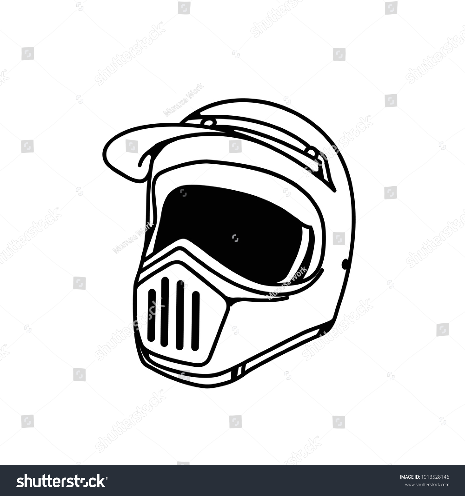 Illustration Helmet Drive Line Art Style Stock Vector (Royalty Free ...