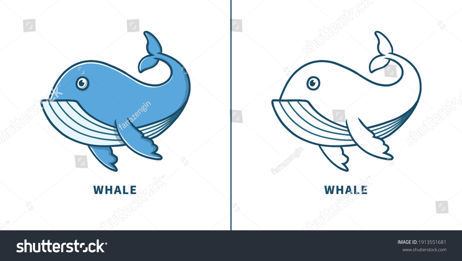 Blue Whale Cartoon Vector Illustration Shark Stock Vector (Royalty Free ...