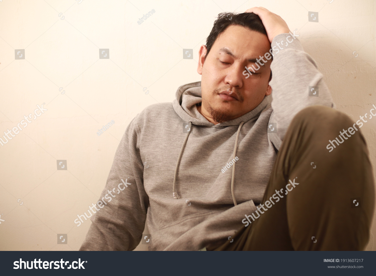 Sad Depressed Anxiety Asian Man Thinking Foto Stok 1913607217   Stock Photo Sad Depressed Anxiety Asian Man Thinking Contemplating Bad Thing Happened In His Life Stress 1913607217 