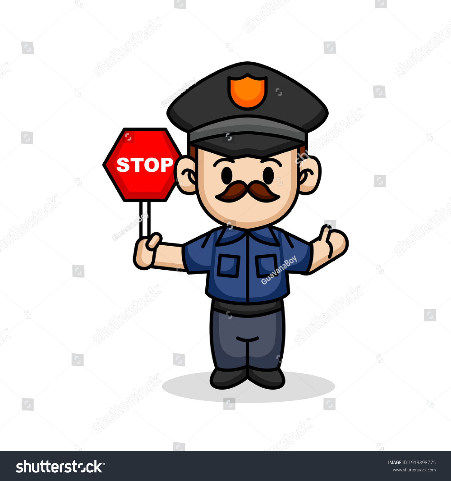 Cute Police Officer Uniform Mascot Design Stock Vector (Royalty Free ...