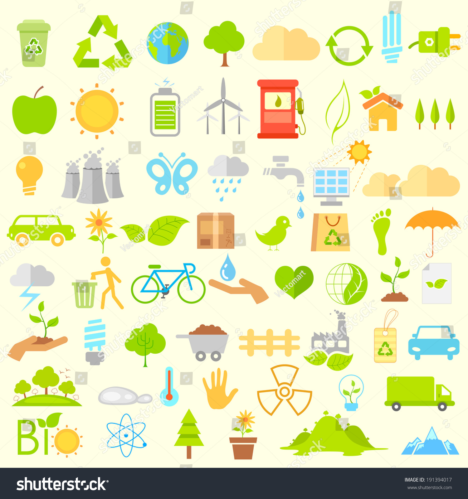 Illustration Set Environmental Recycle Icon Set Stock Vector (Royalty ...