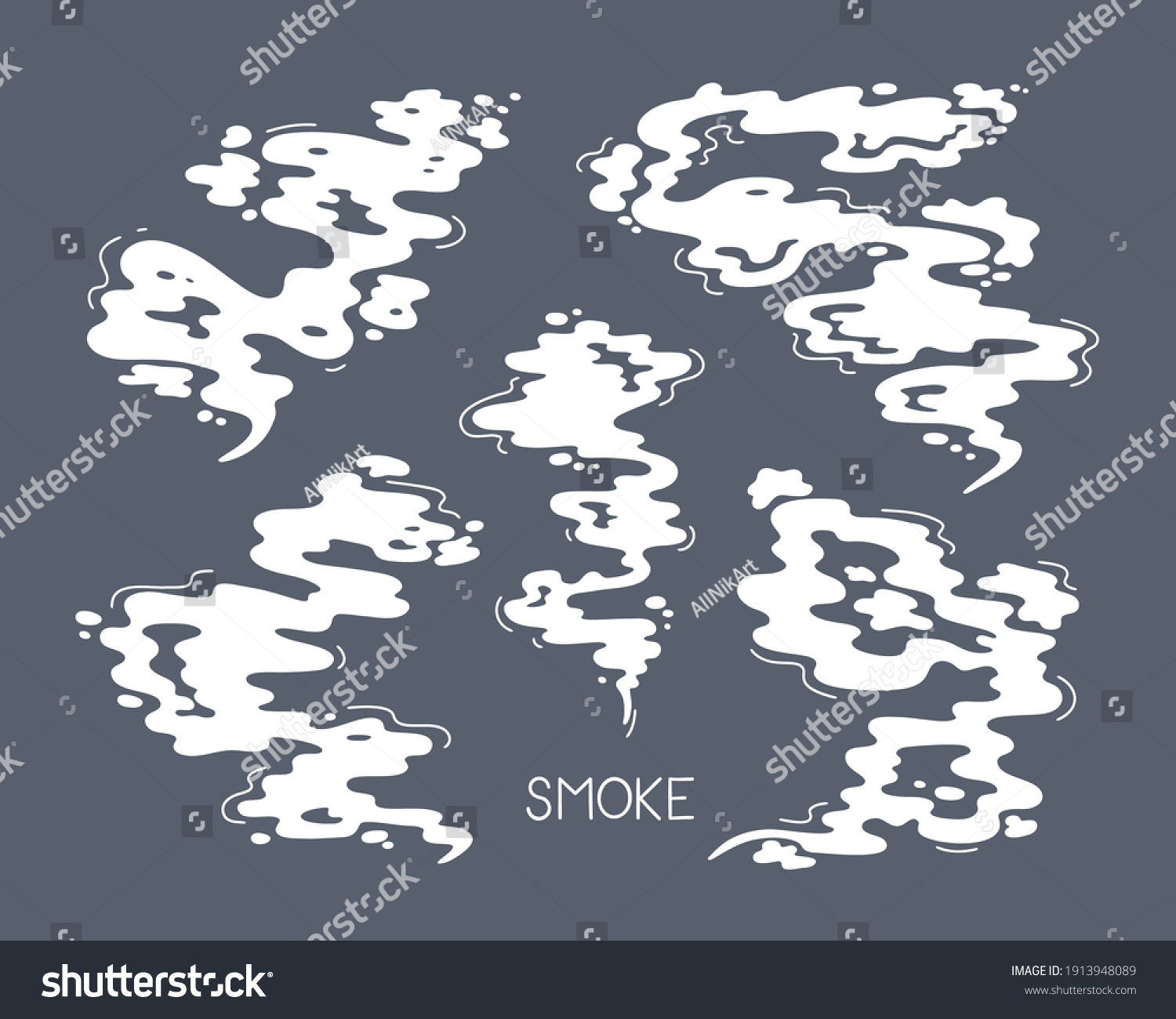 Doodle White Smoke Clouds Fog Steam Stock Vector (Royalty Free ...