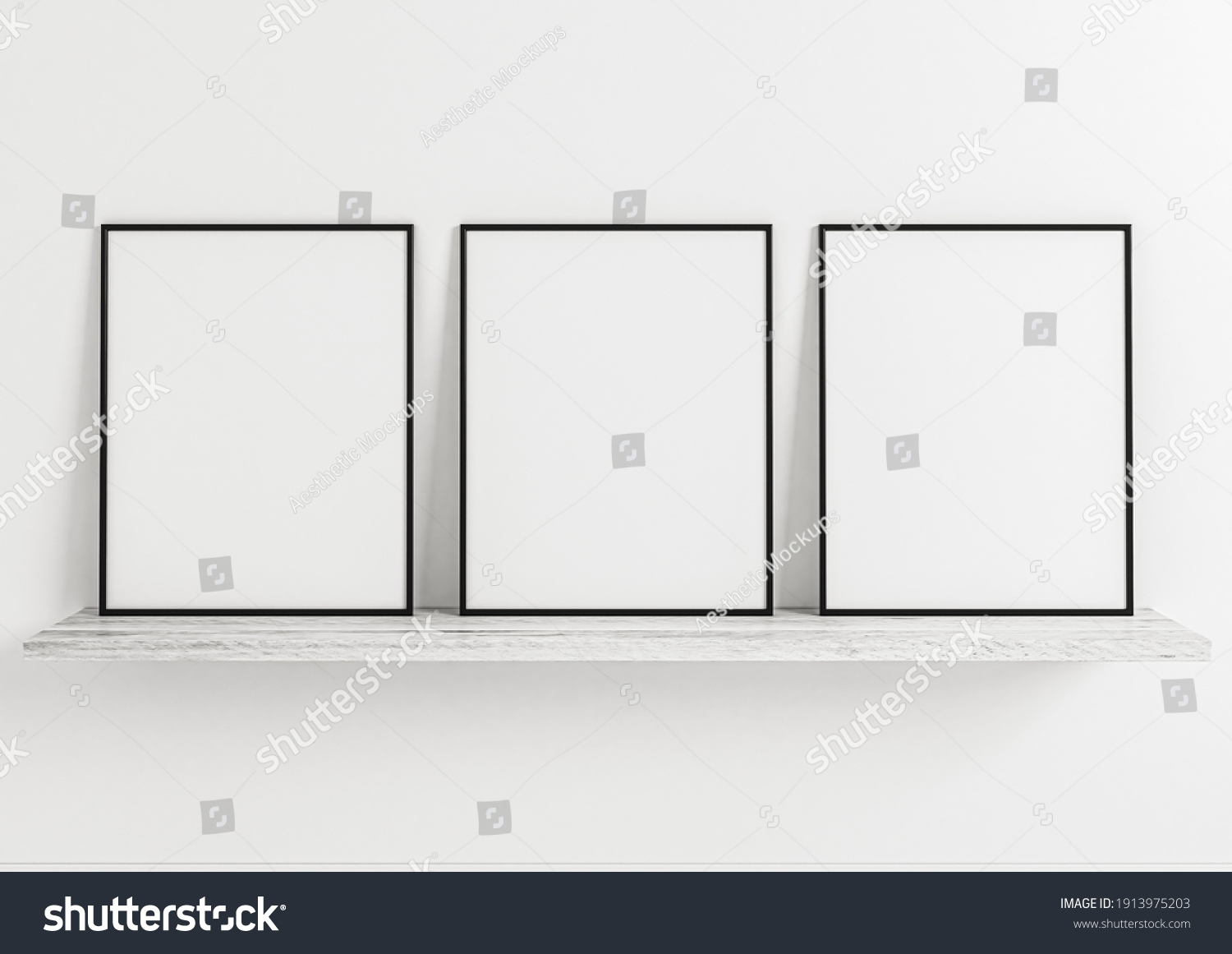 Three Vertical Black Frame Mockups Black Stock Illustration 1913975203 