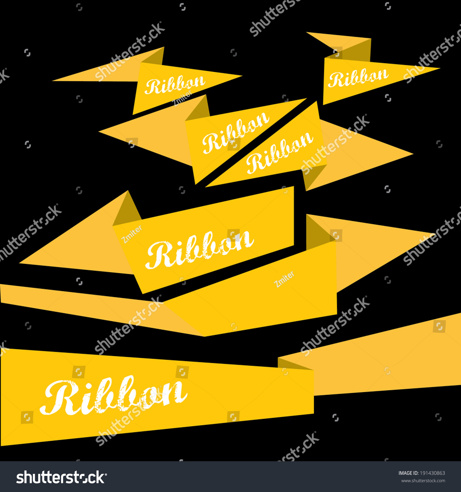 Set Retro Golden Ribbons Labels Vector Stock Vector Royalty Free 191430863 Shutterstock 7441