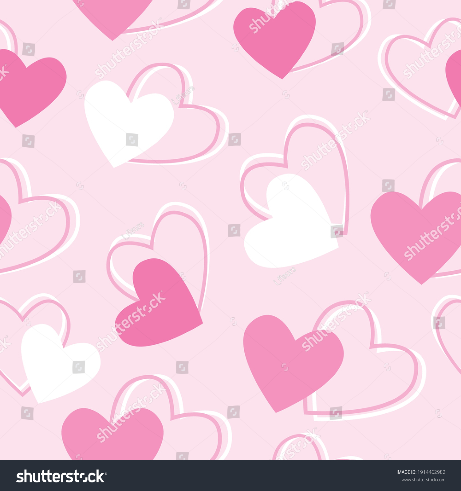 Day Seamless Pattern Pink White Heart Stock Vector (Royalty Free ...