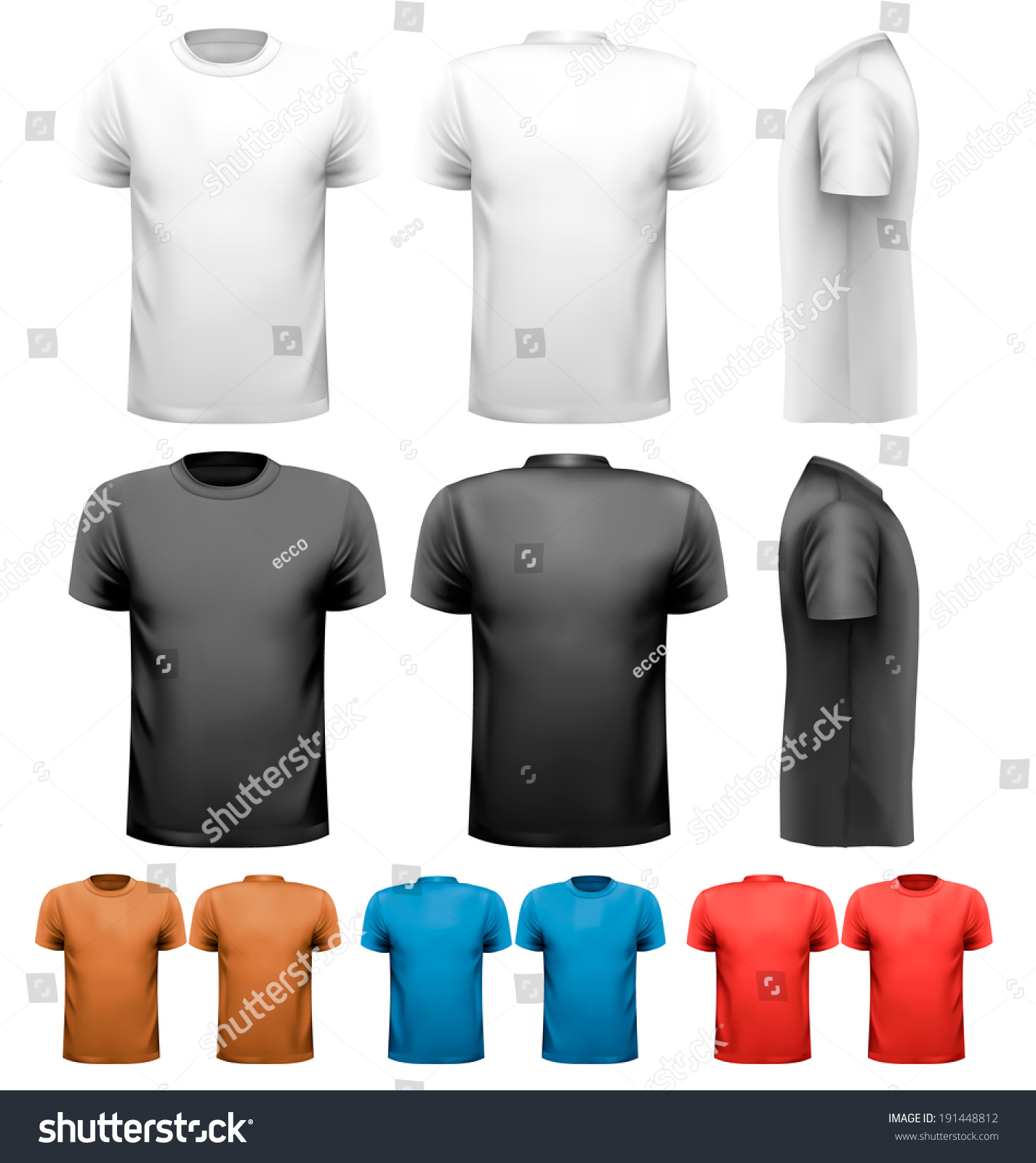 Colorful Male Tshirts Design Template Vector Stock Vector (Royalty Free ...
