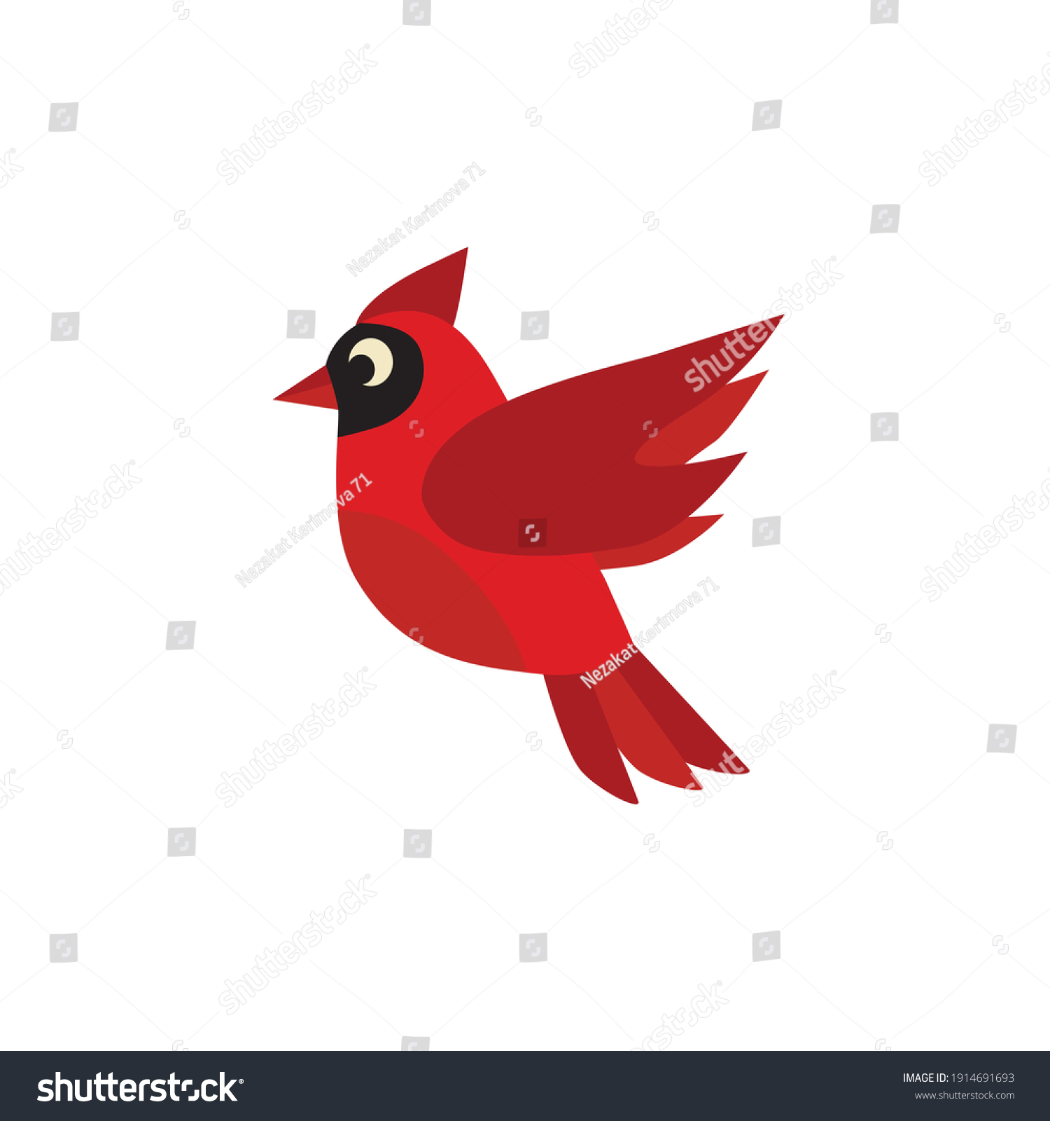 Cardinal Flying Cartoon Vector On White Stock Vector (Royalty Free ...