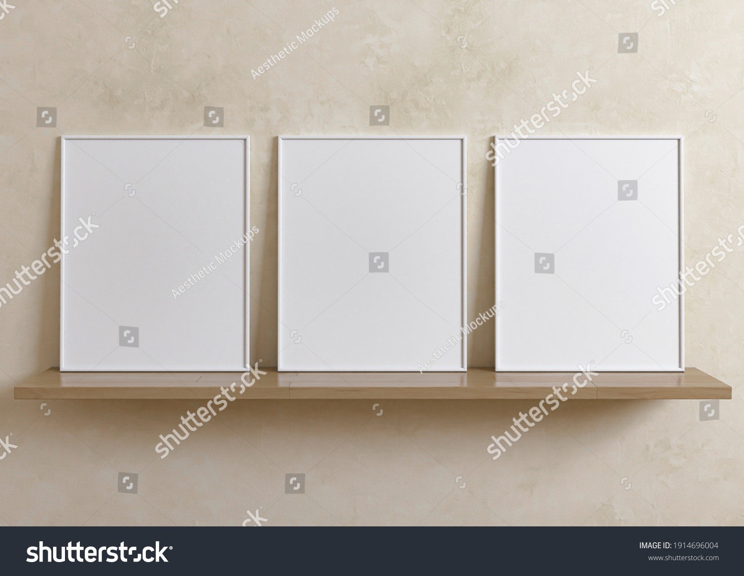 Three Vertical 8x10 White Frames Mockup Stock Illustration 1914696004 ...