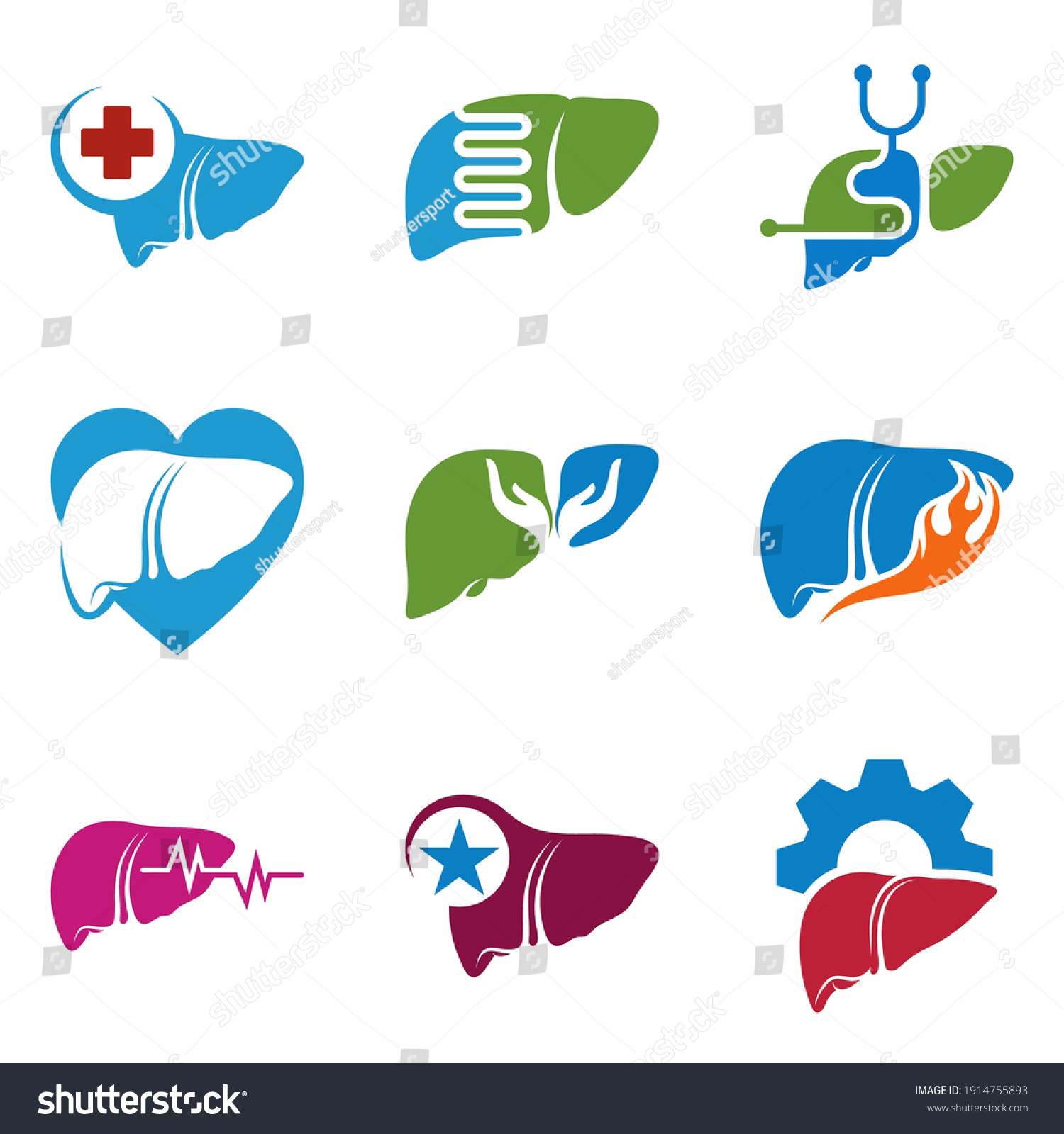 Set Liver Logo Vector Template Creative Stock Vector (Royalty Free ...