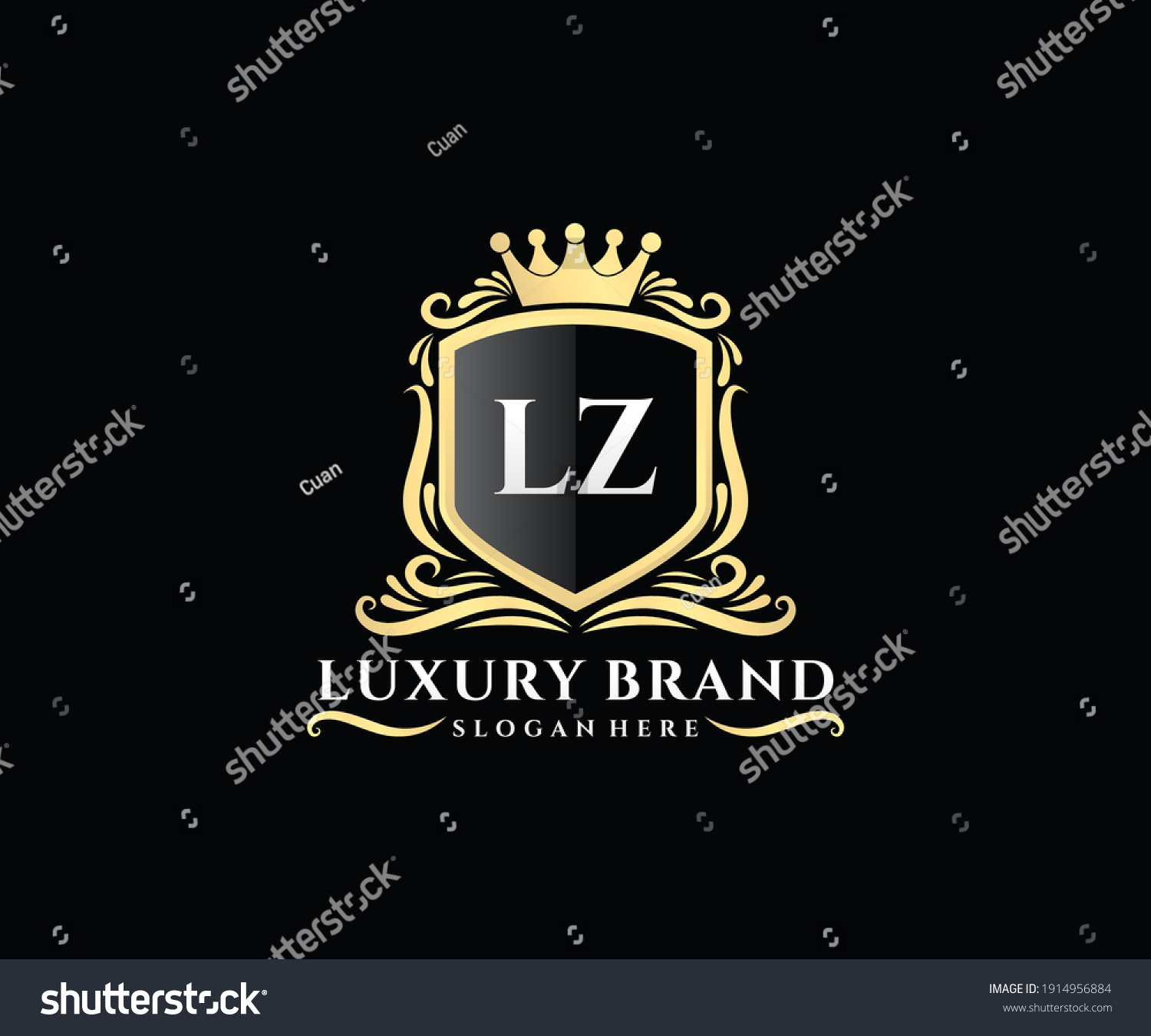 Lz Initial Letter Gold Calligraphic Feminine Stock Vector (Royalty Free ...