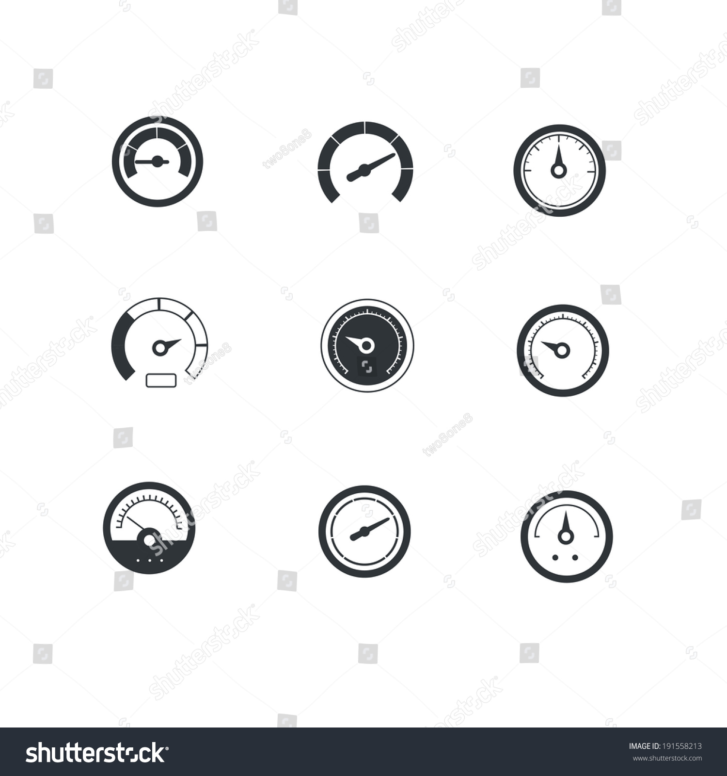 Circular Gauges Icons Stock Vector (Royalty Free) 191558213 | Shutterstock