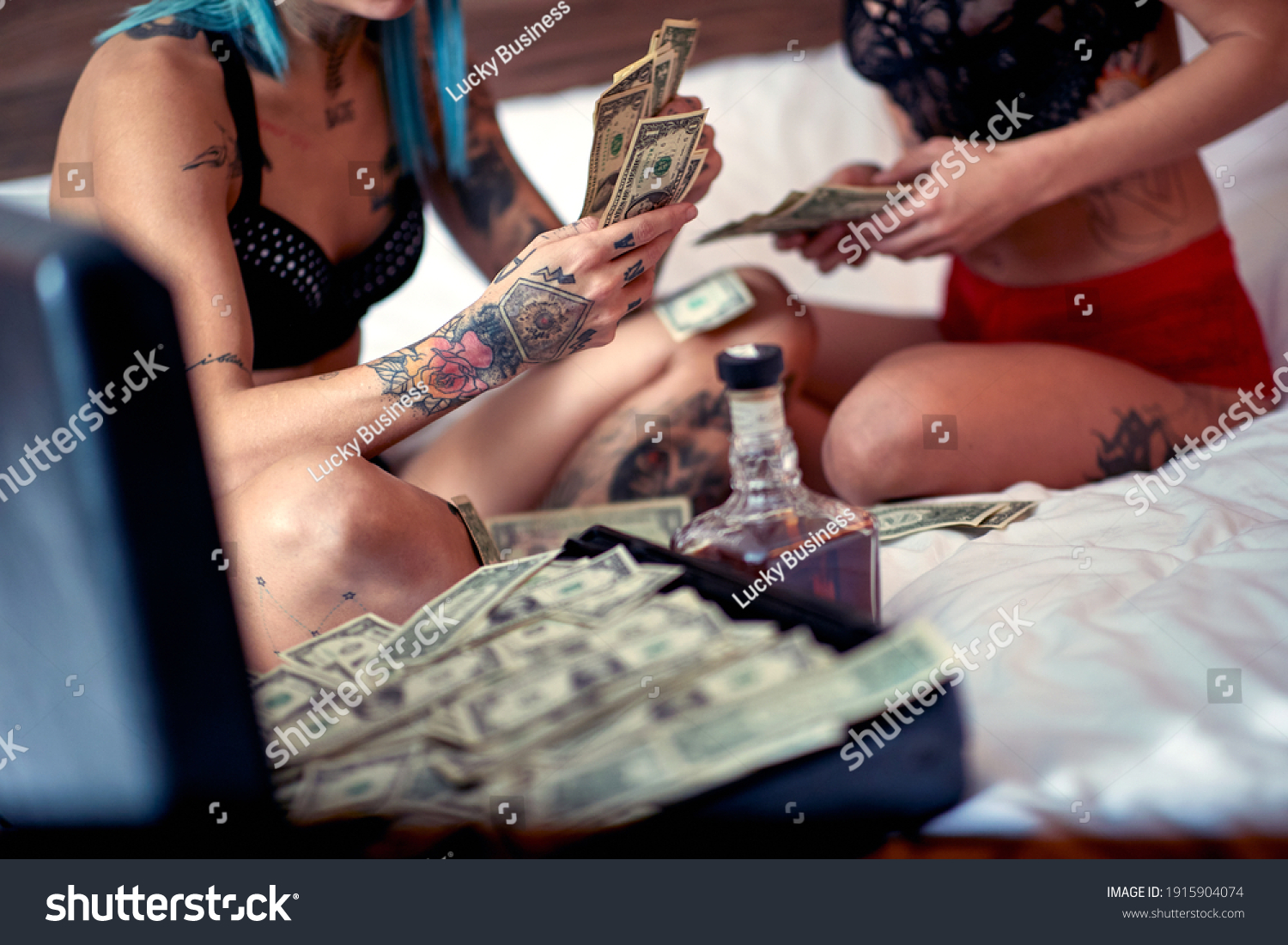 Young Tattooed Lesbian Couple Lingerie Relaxed库存照片1915904074 Shutterstock 8157