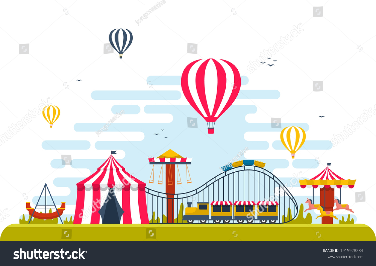 Circus Carousel Amusement Park Happy Holiday Stock Vector (Royalty Free ...