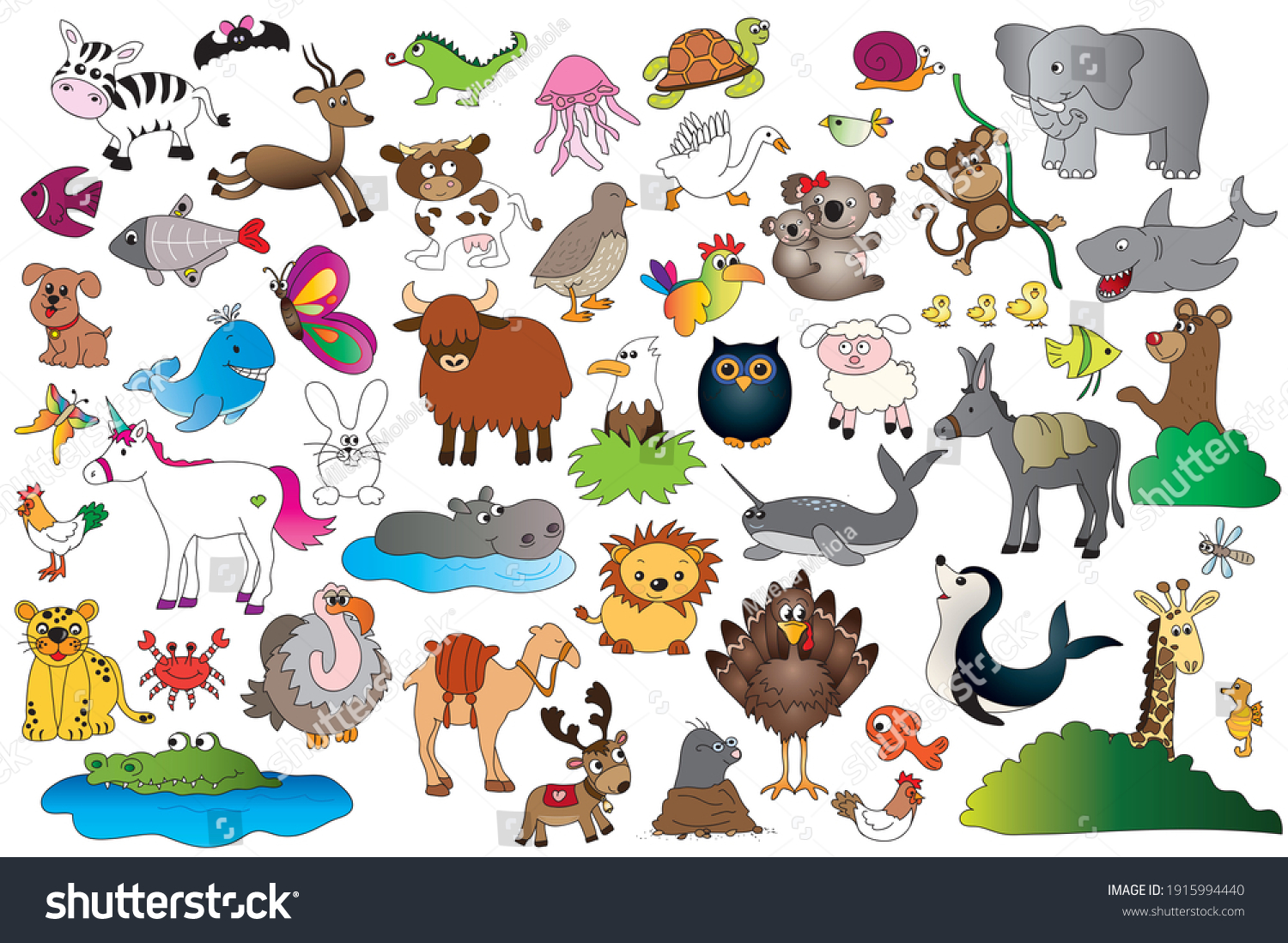 Illustration Set Animal Isolated Stock Illustration 1915994440 ...