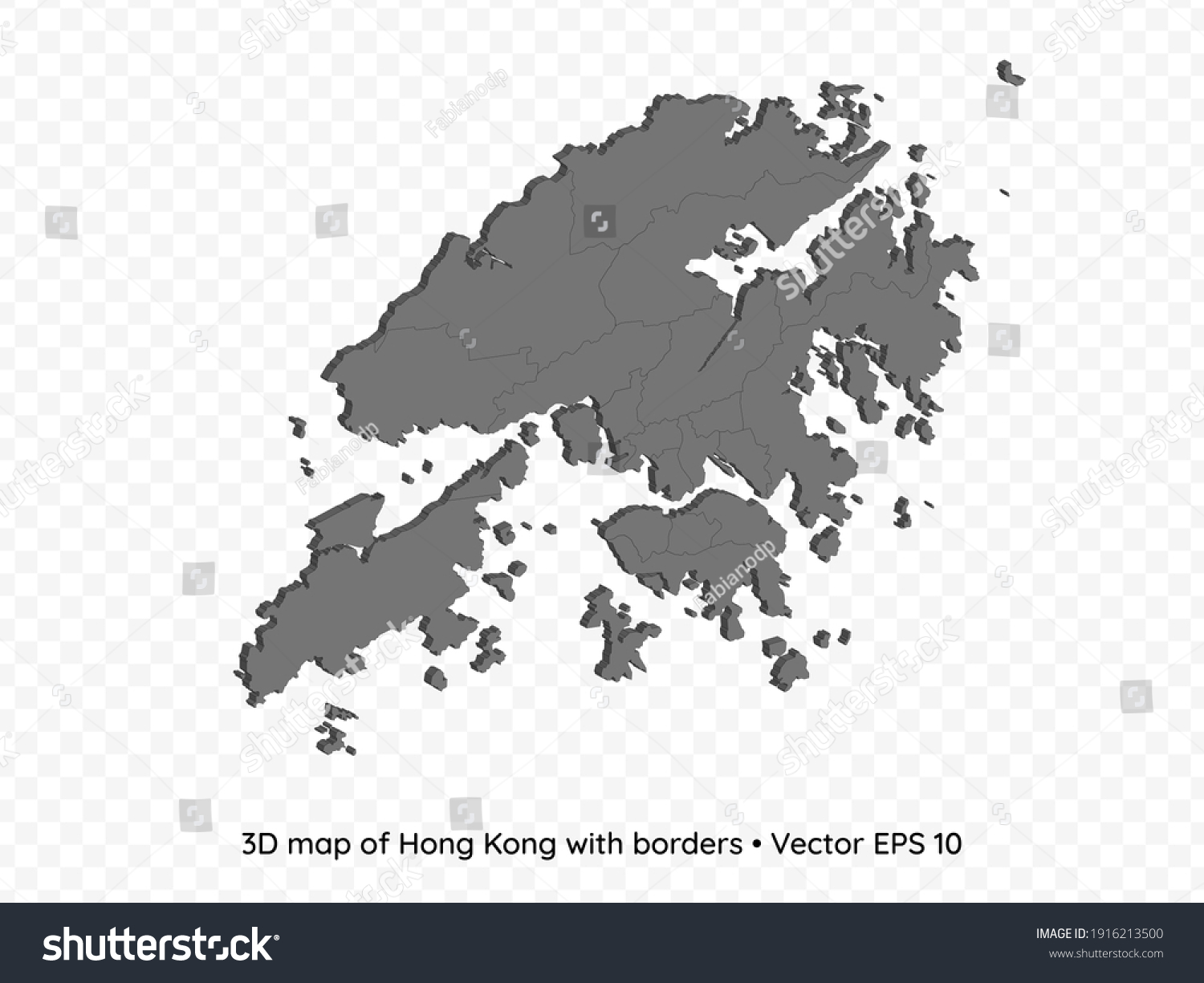 3d Map Hong Kong Borders Isolated Stock Vector (Royalty Free ...