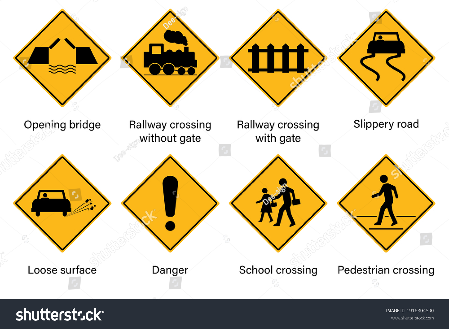 Set Warning Traffic Sign Vector Stock Vector Royalty Free 1916304500 Shutterstock 