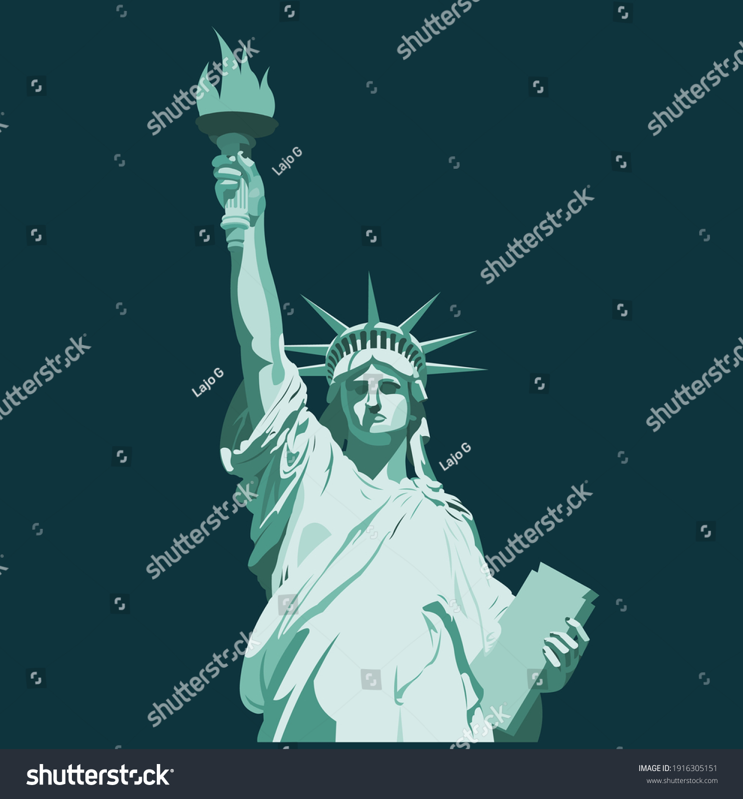 Statue Liberty Vector Sculpture Stock Vector (Royalty Free) 1916305151 ...