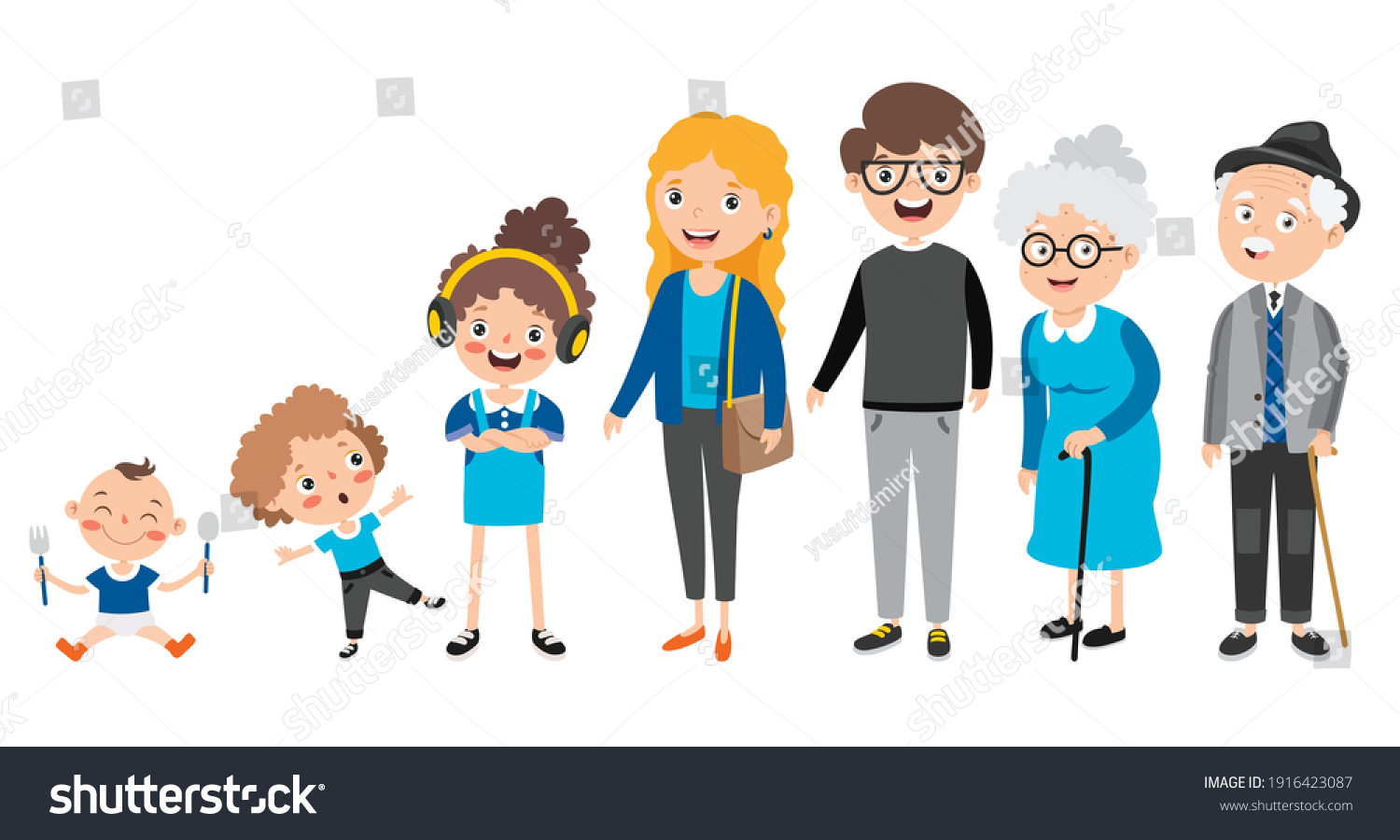 Cartoon Characters Different Ages Stock Vector (Royalty Free ...