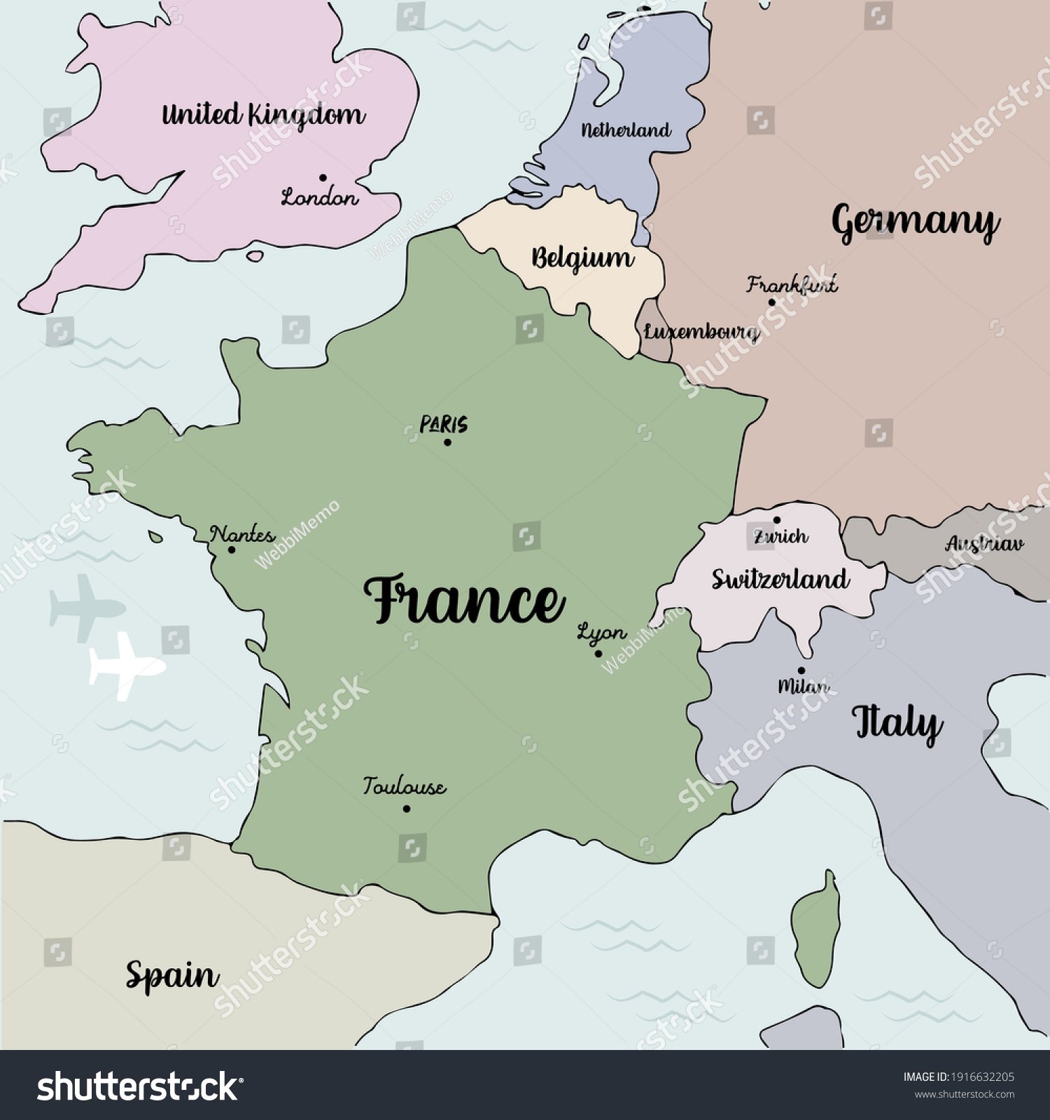 France Germany Border Map Hand Drawn Vintage Style France Map Stock Vector (Royalty Free) 1916632205  | Shutterstock