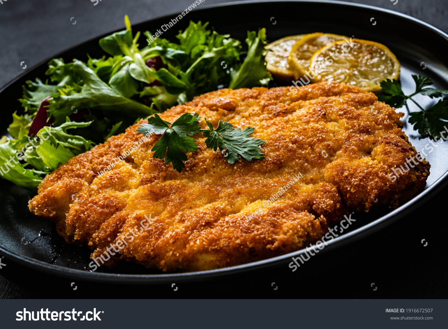 Breaded Fried Pork Chop Fresh Vegetables Stock Photo 1916672507 ...