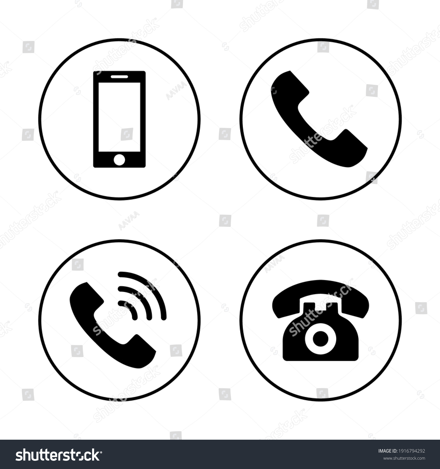 Phone Icon Set Call Icon Vector Stock Vector (Royalty Free) 1916794292 ...