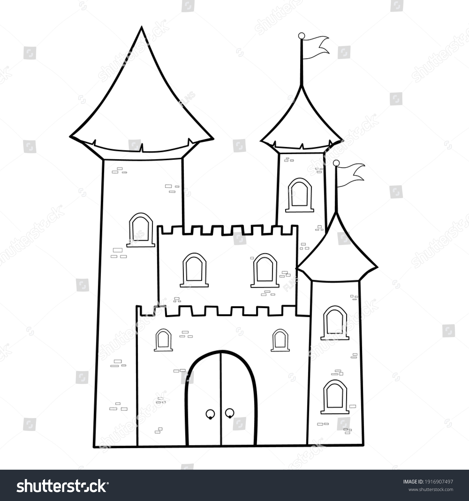 King Dragon Castle Line Art Colouring Stock Illustration 1916907497 ...