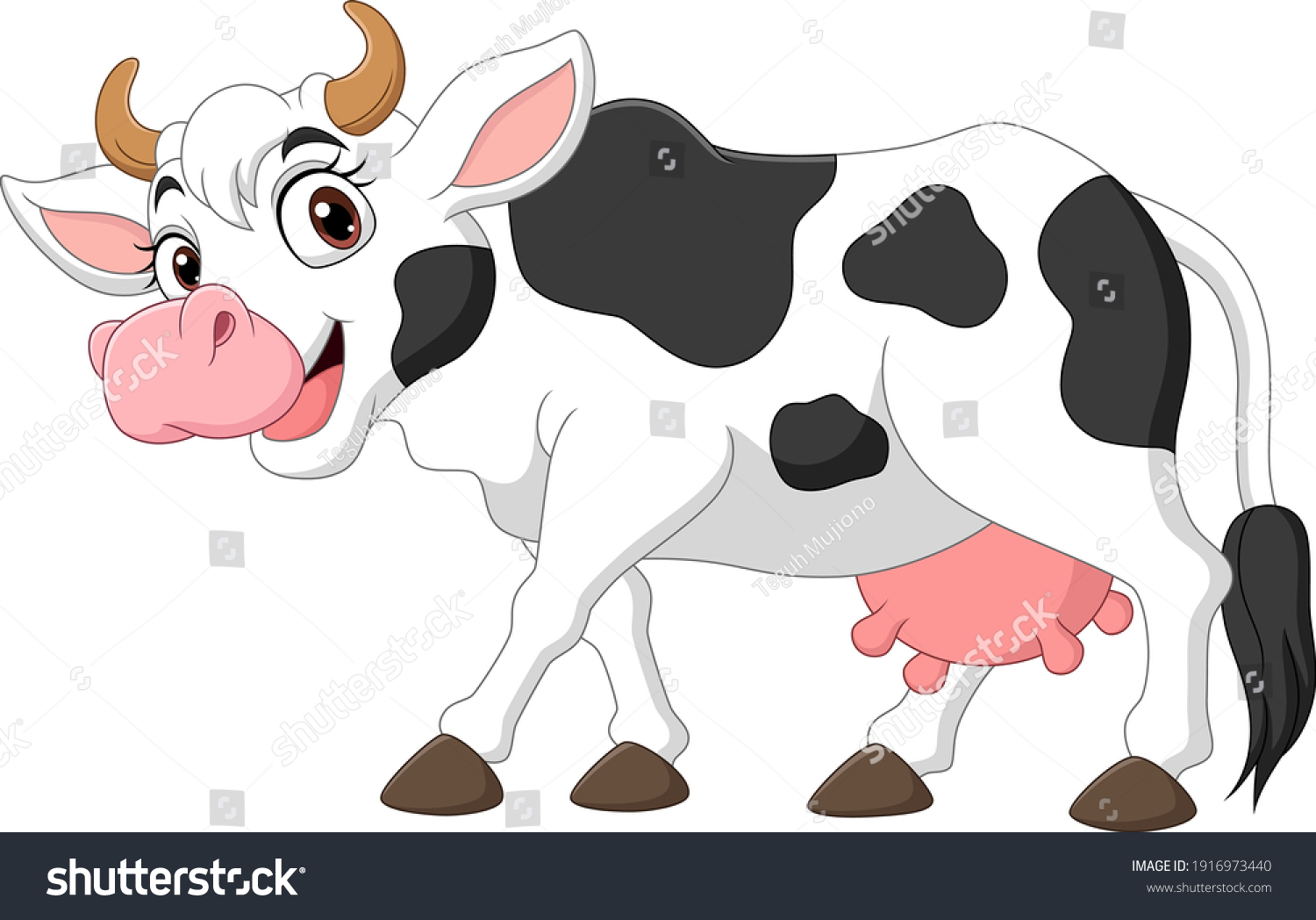 Happy Cartoon Cow Isolated On White Stock Vector (Royalty Free ...