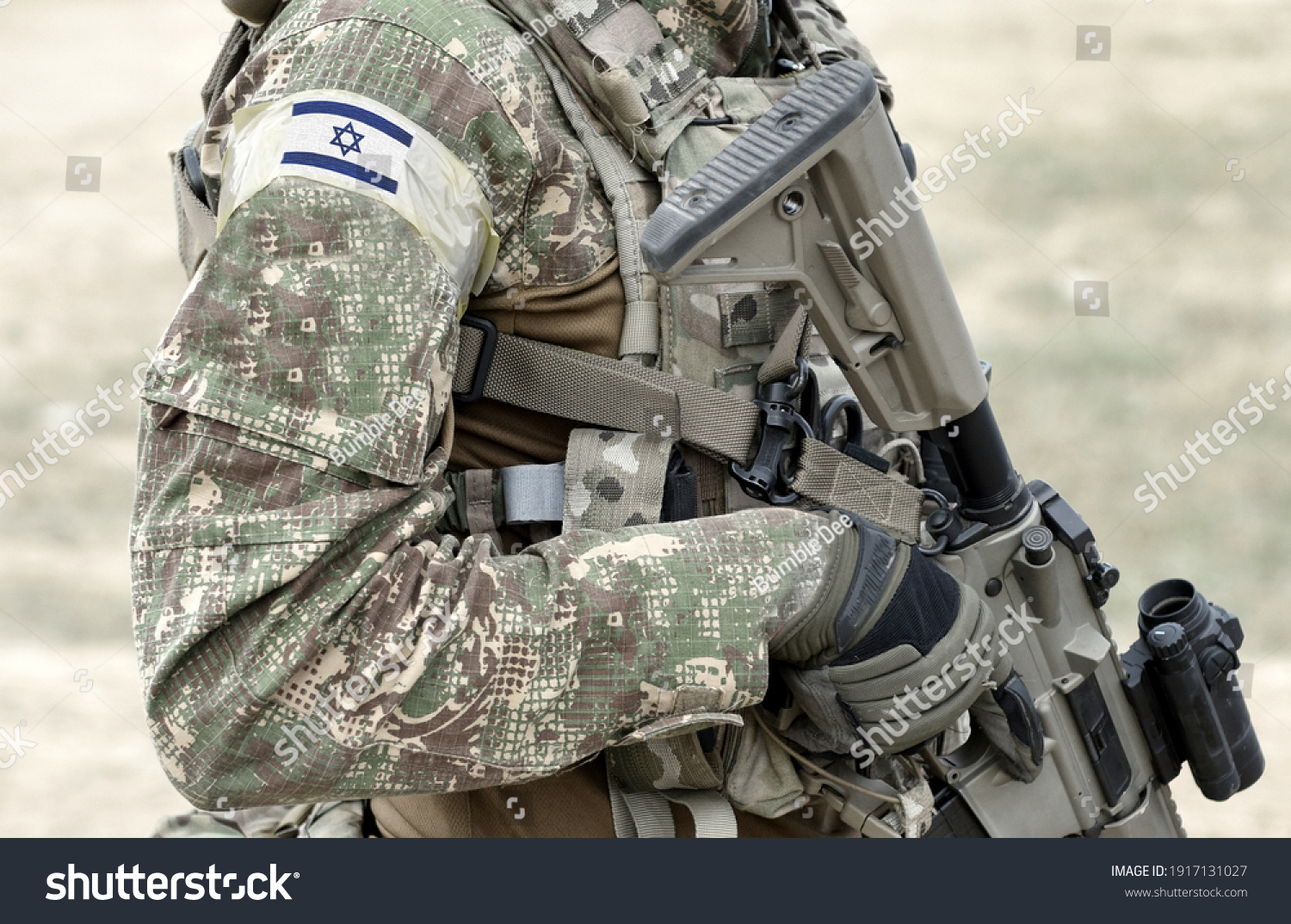 Soldier Assault Rifle Flag Israel On Stock Photo 1917131027 | Shutterstock