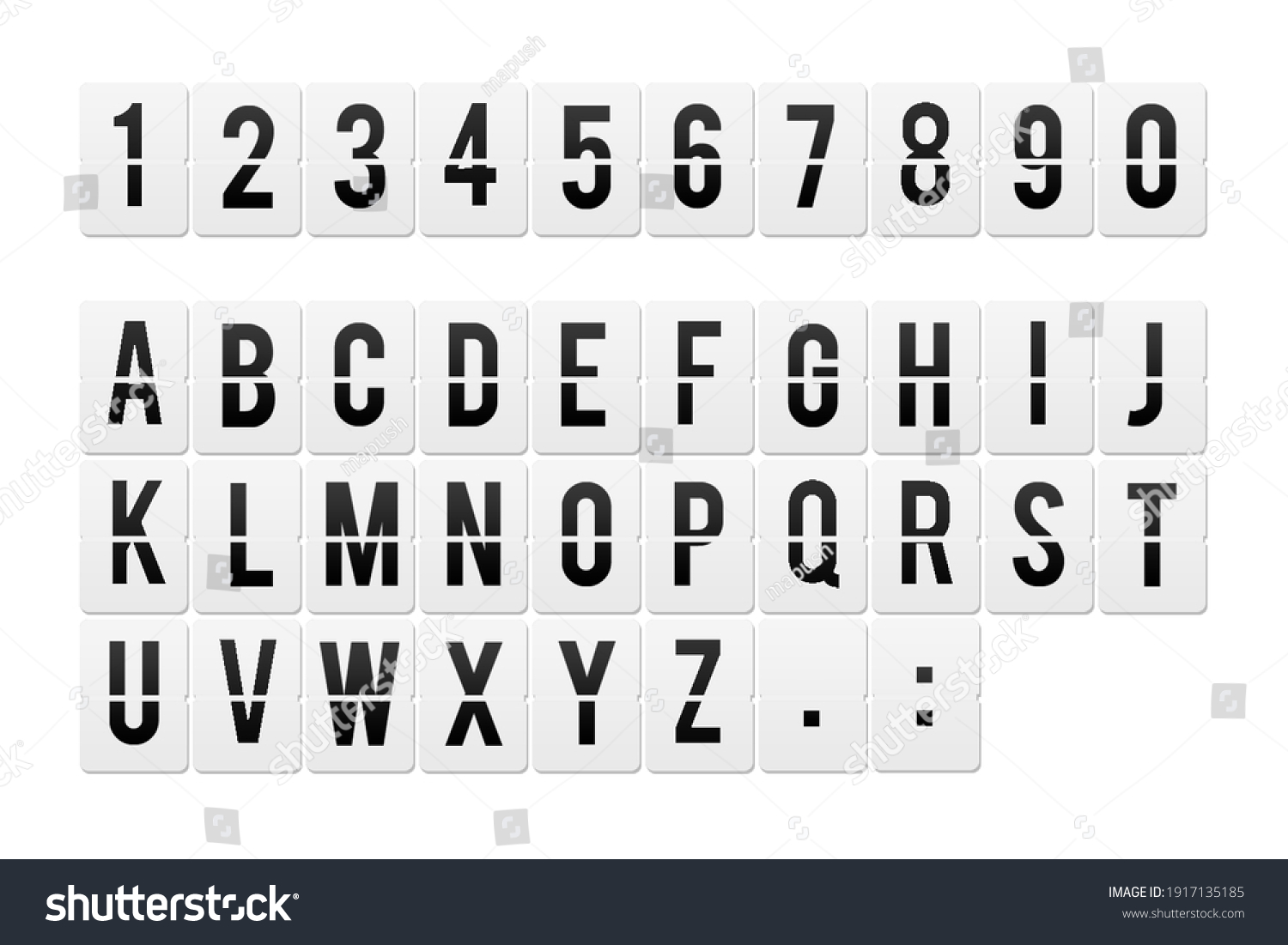 Flip Board Font Set Mechanical Display Stock Illustration 1917135185 ...