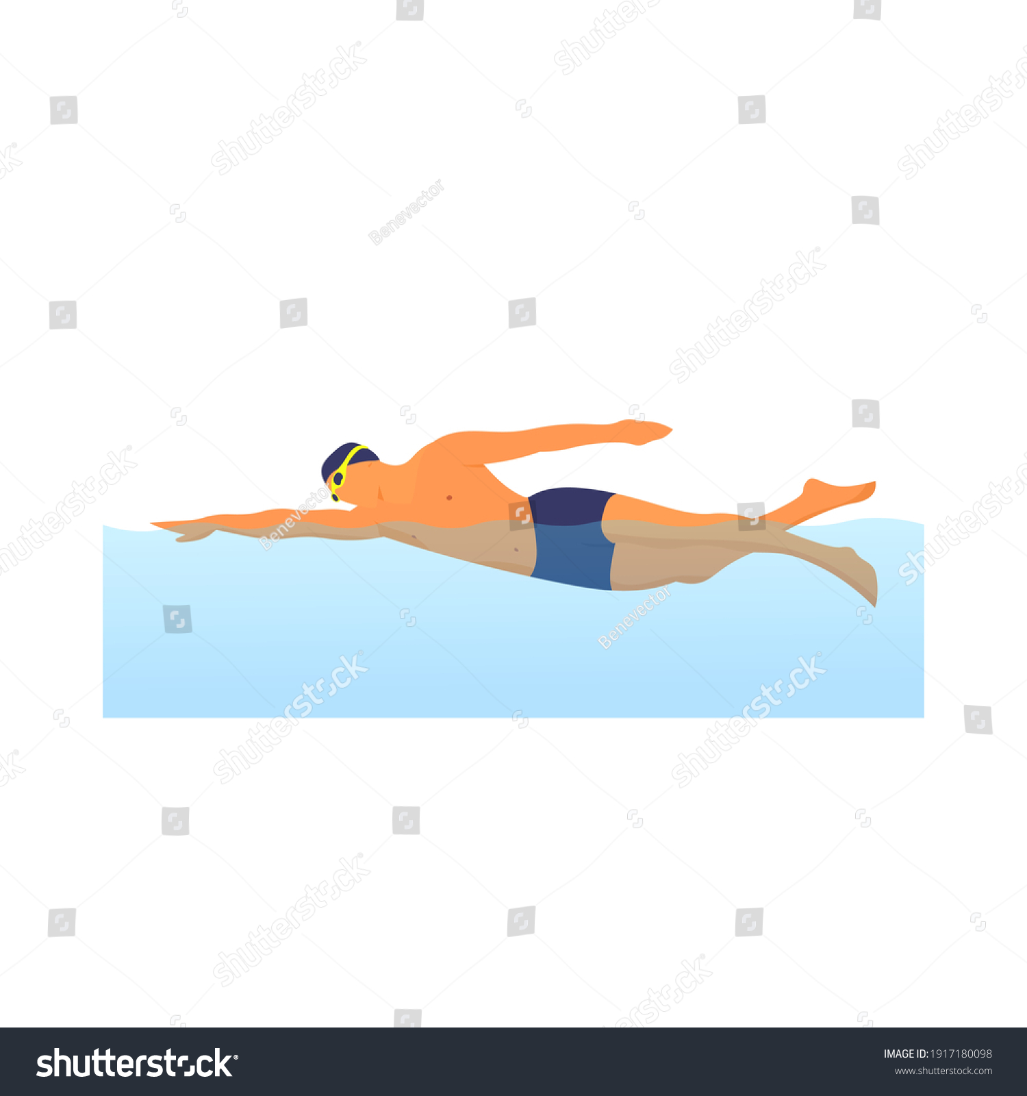 Male Swimmer Swimming Pool Man Exercising Stock Vector Royalty Free Shutterstock