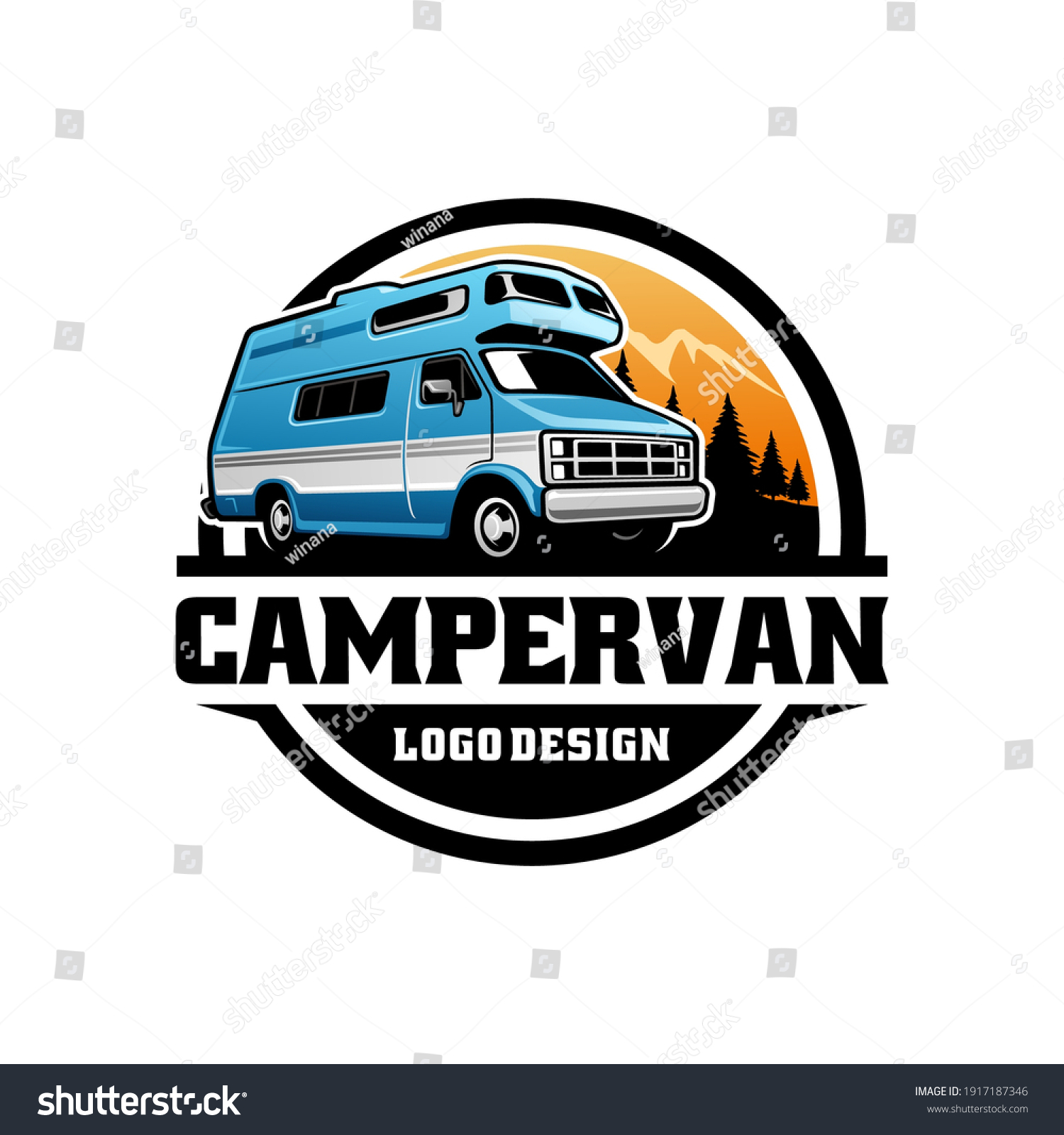 Camper Van Car Logo Design Emblem Stock Vector (Royalty Free ...