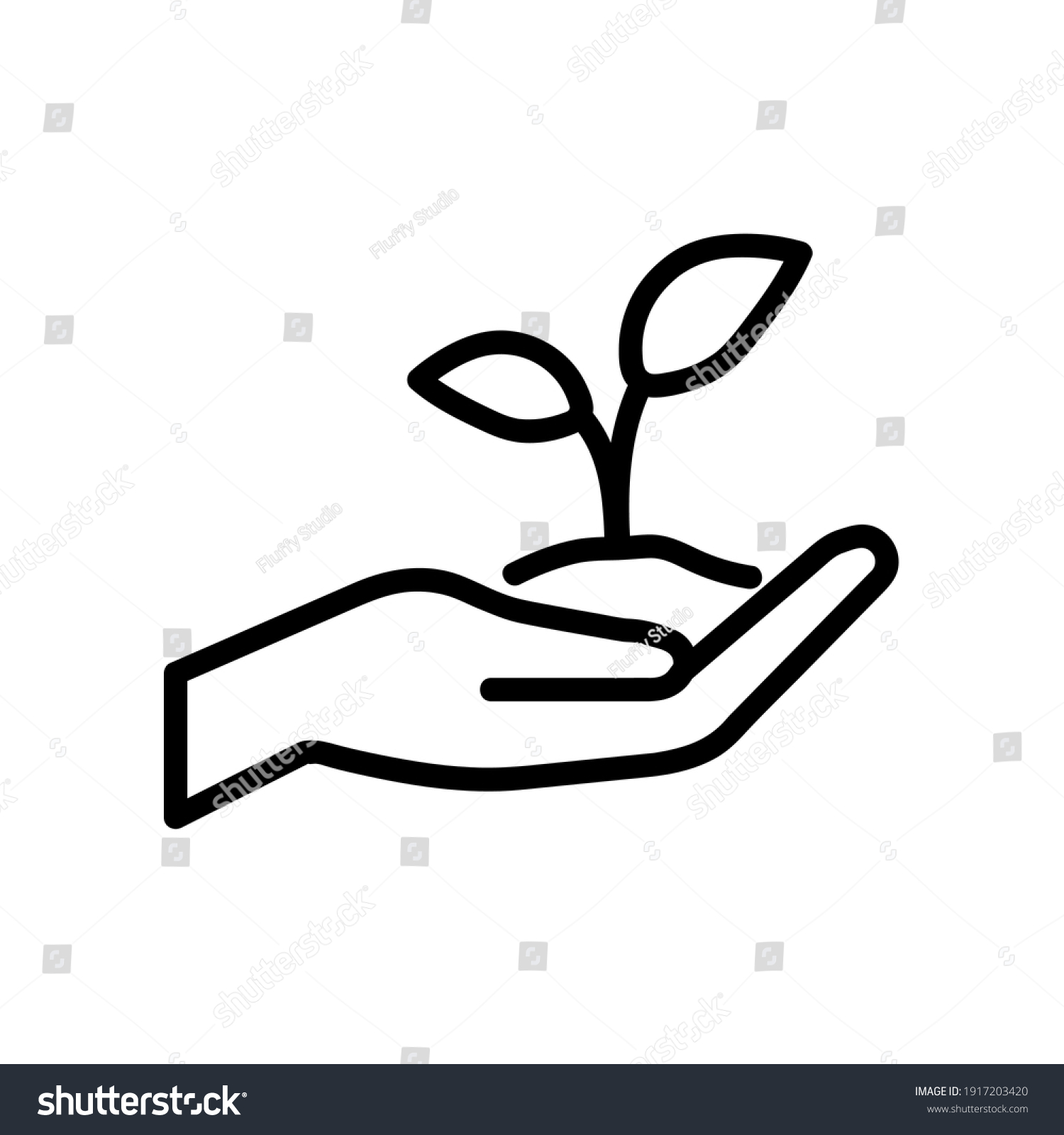 Plant Hand Flat Icon Pictogram Web Stock Vector (Royalty Free ...