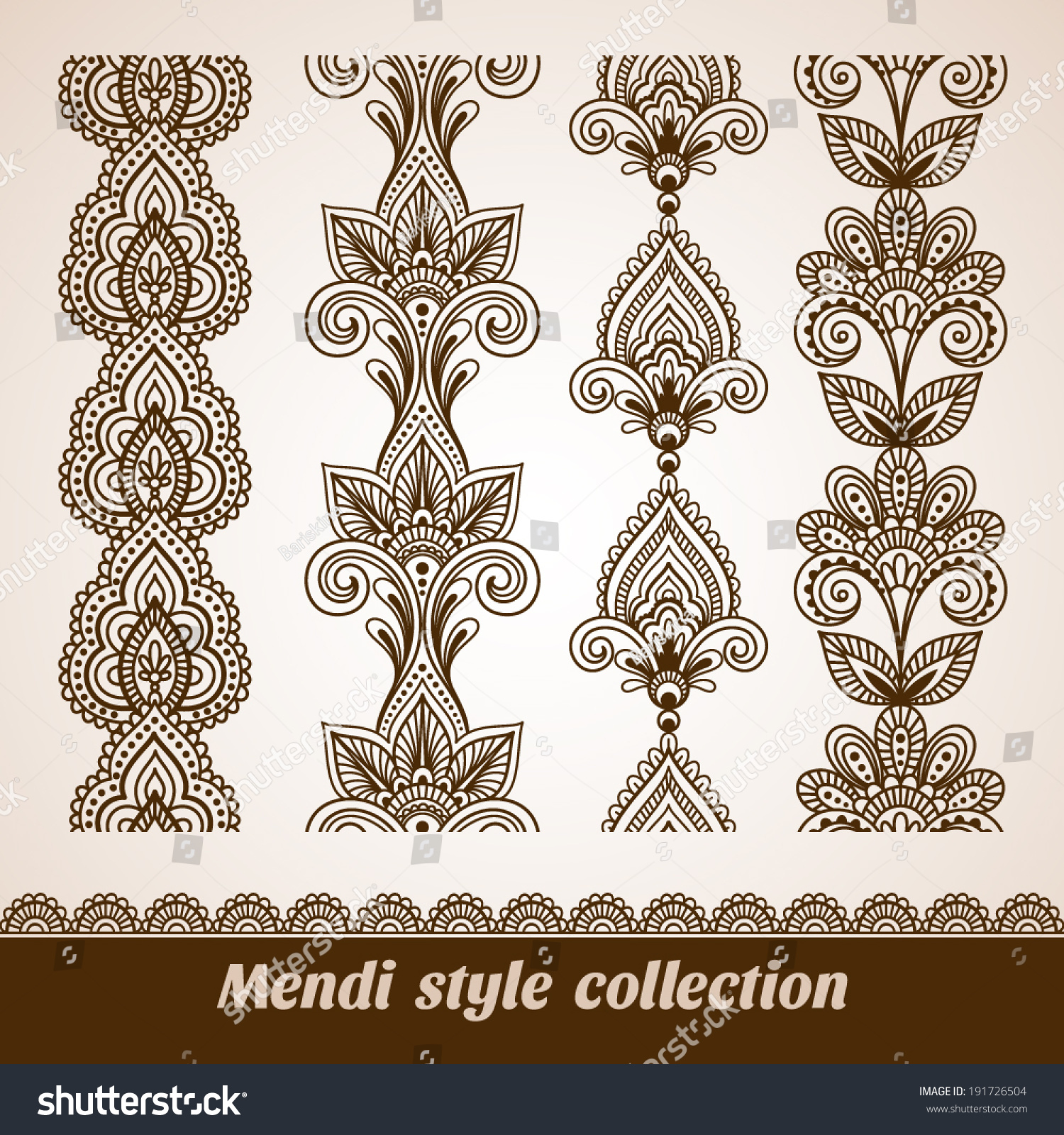 Ornamental Seamless Borders Vector Set Abstract Stock Vector (Royalty ...