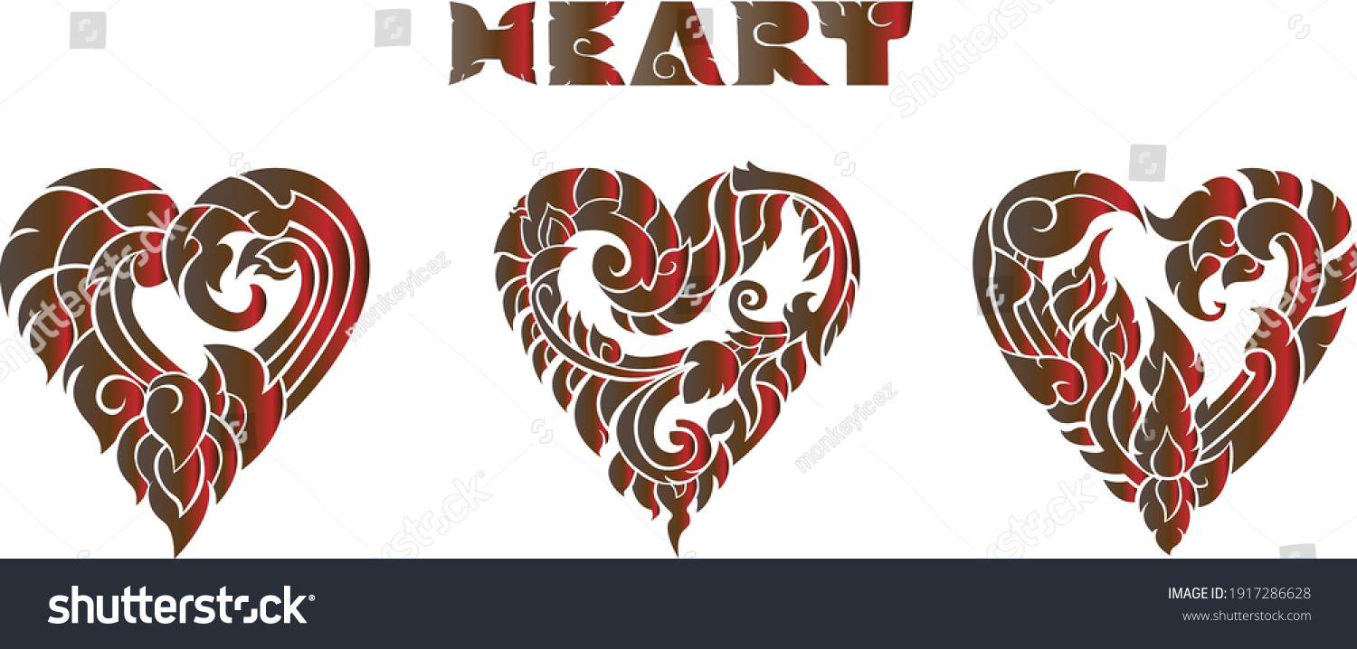 Heart Thai Pattern On White Backgroundheart Stock Vector (Royalty Free