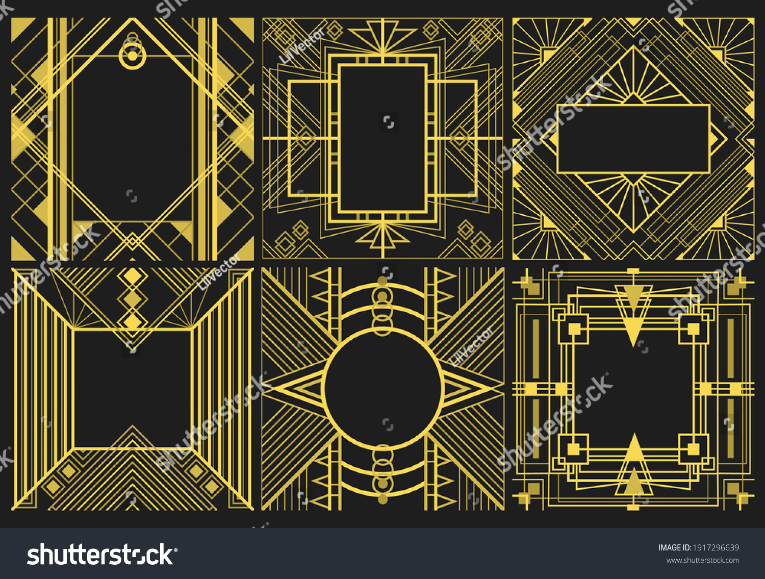 Art Deco Pattern Frames Vector Set Stock Vector (Royalty Free