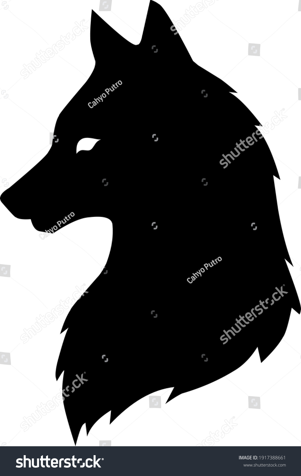 Silhouette Black White Wolf Head On Stock Vector (Royalty Free ...