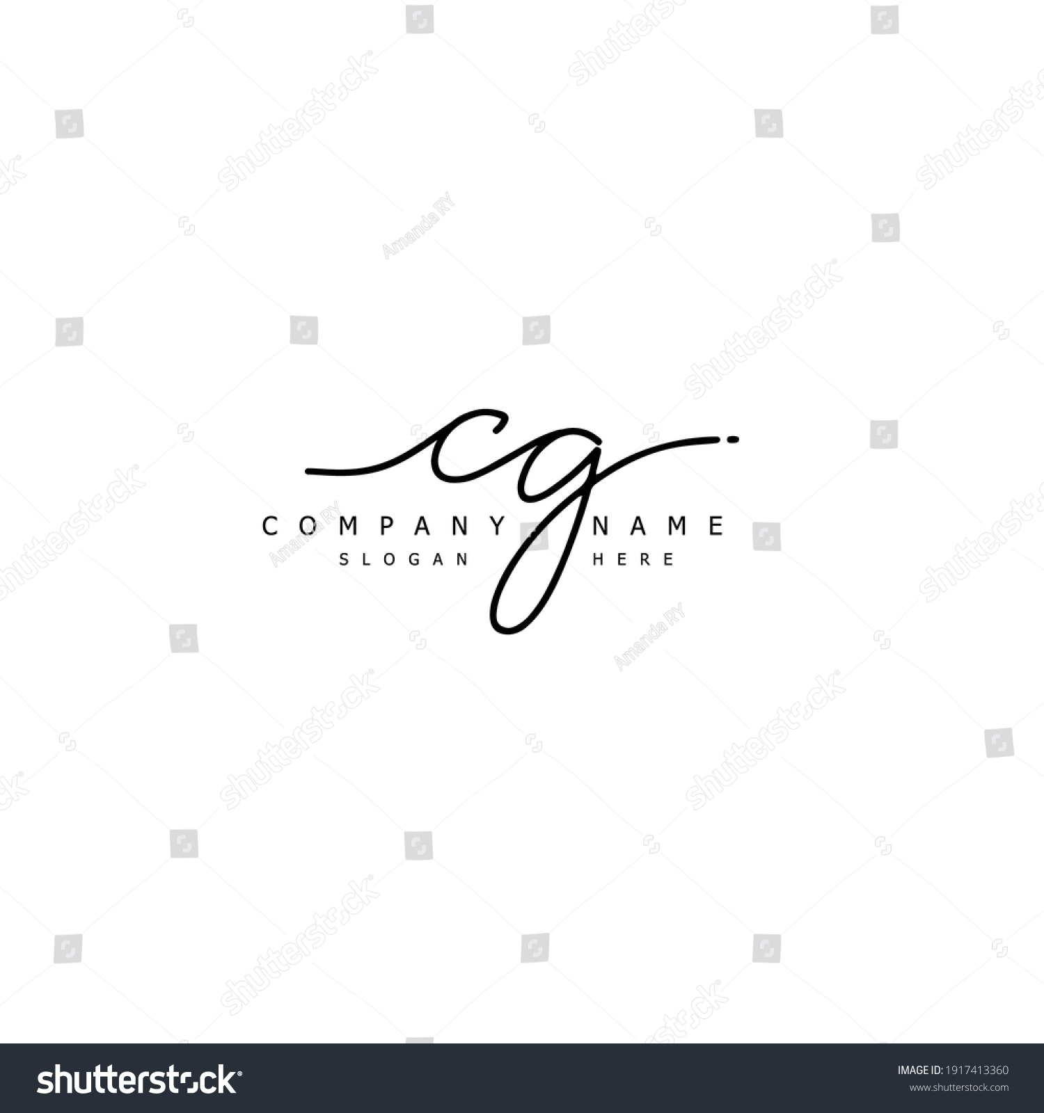 Initial Letter Cg Calligraphy Handwritten Logo Stock Vector (Royalty ...