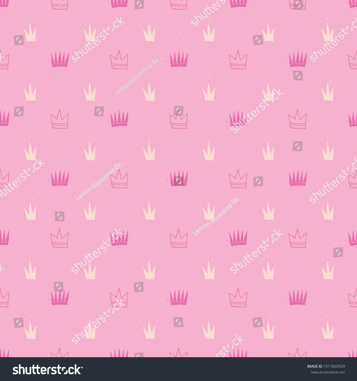 Crown Seamless Pattern Hand Drawn Royal Stock Illustration 1917669929 ...