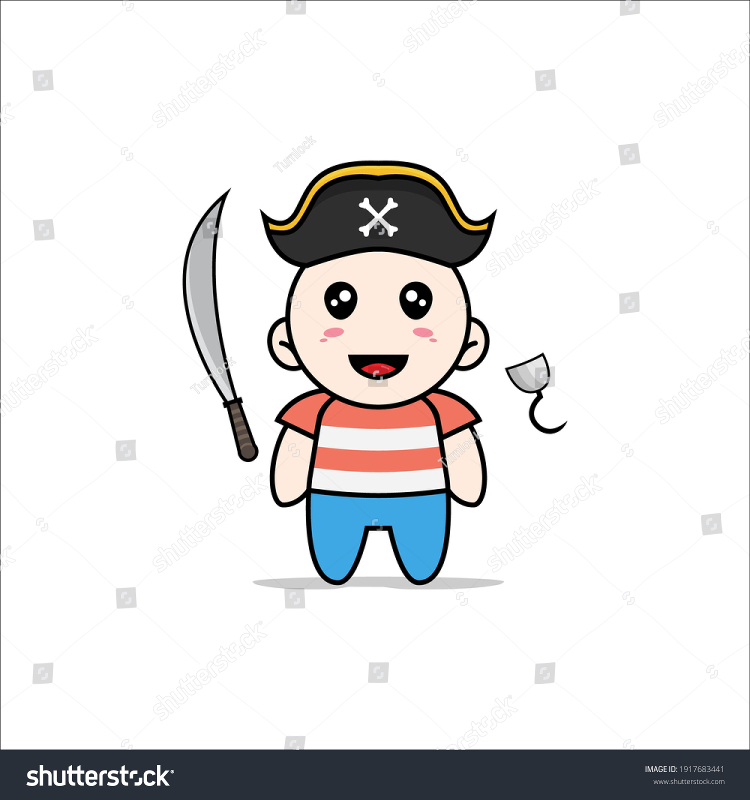 Cute Boy Character Wearing Pirate Costume Stock Vector (Royalty Free ...