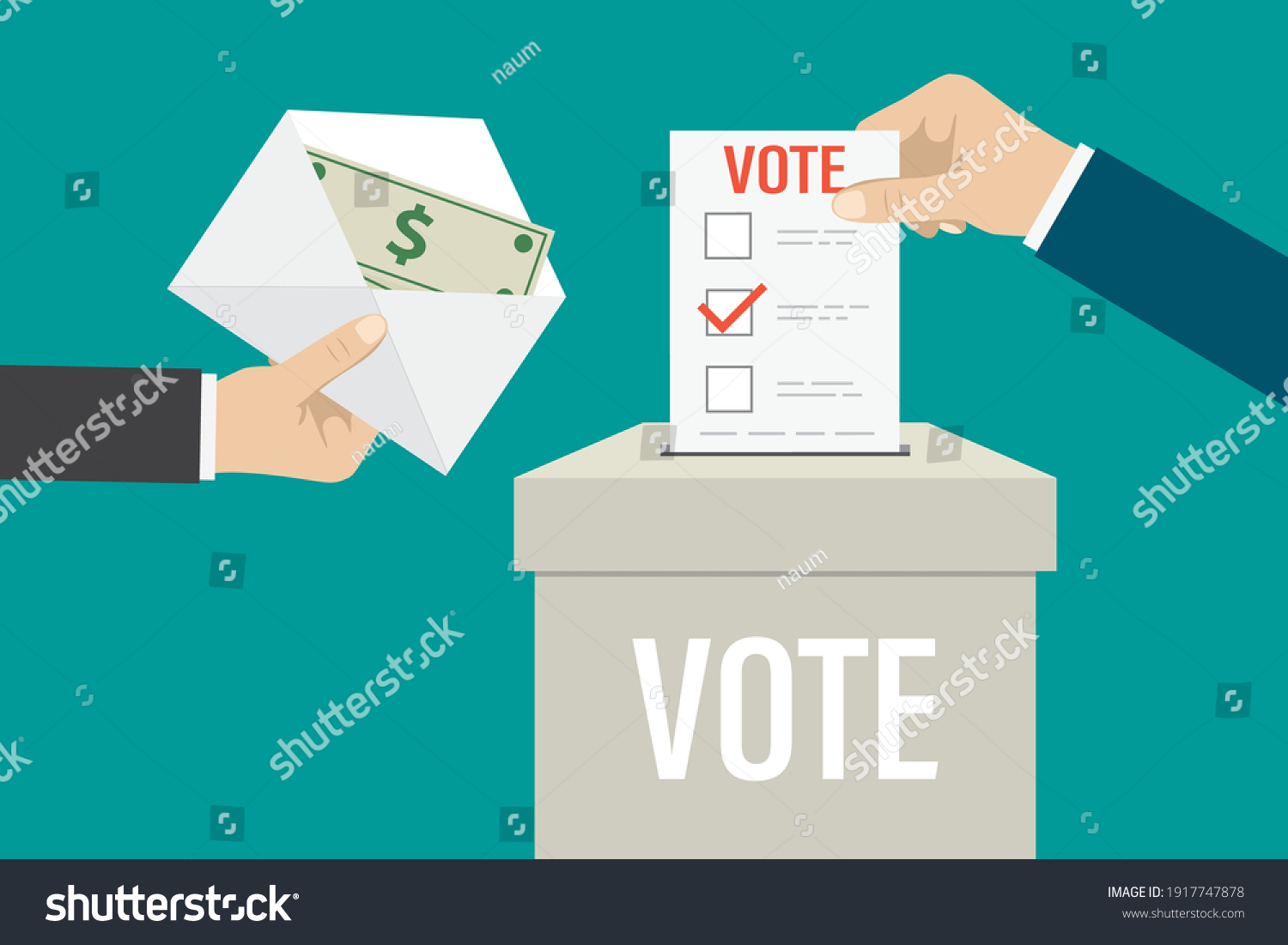 Cartoon Hand Drops Voting Page Into Stock Vector (royalty Free 