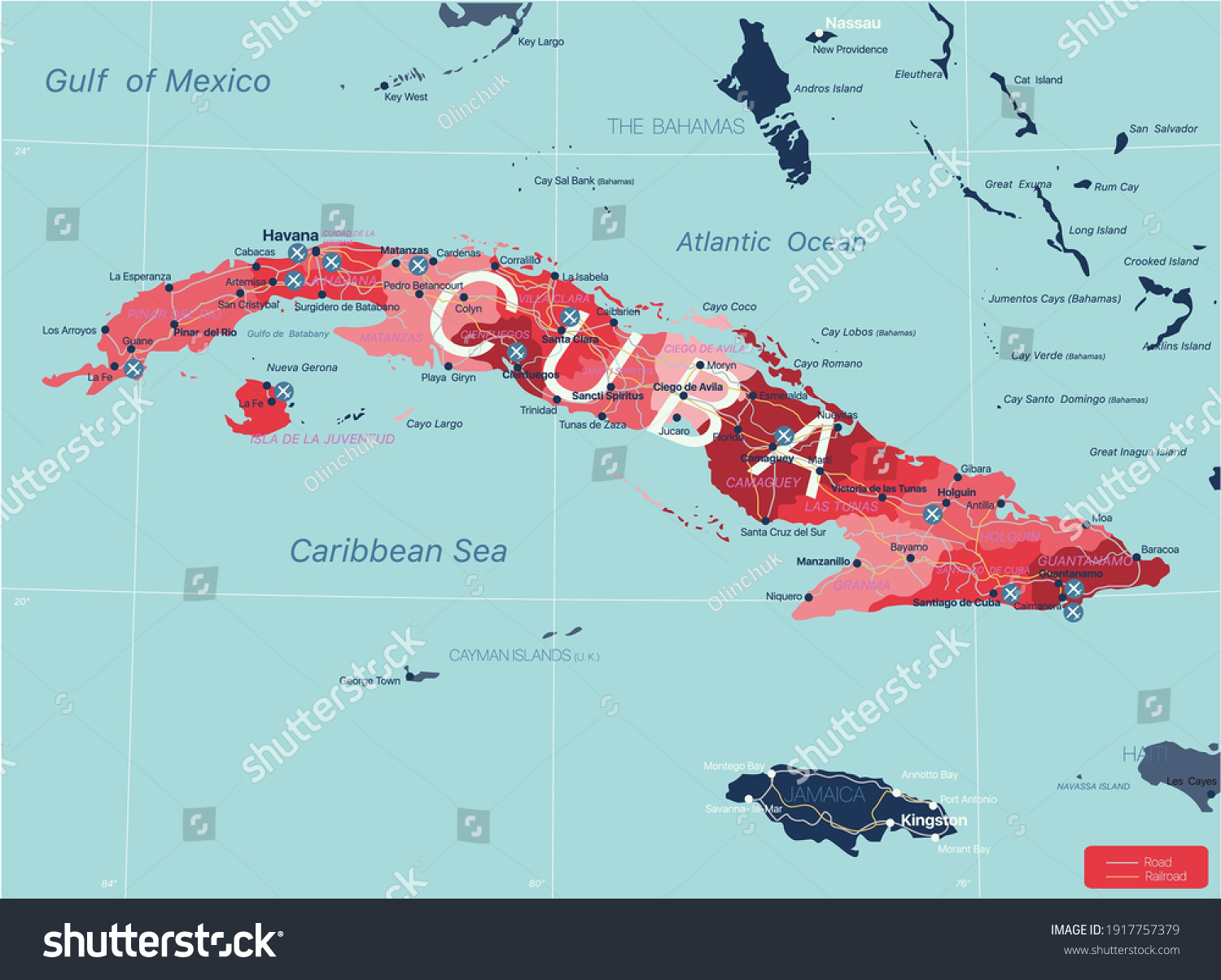 Cuba Country Detailed Editable Map Regions Stock Vector (Royalty Free