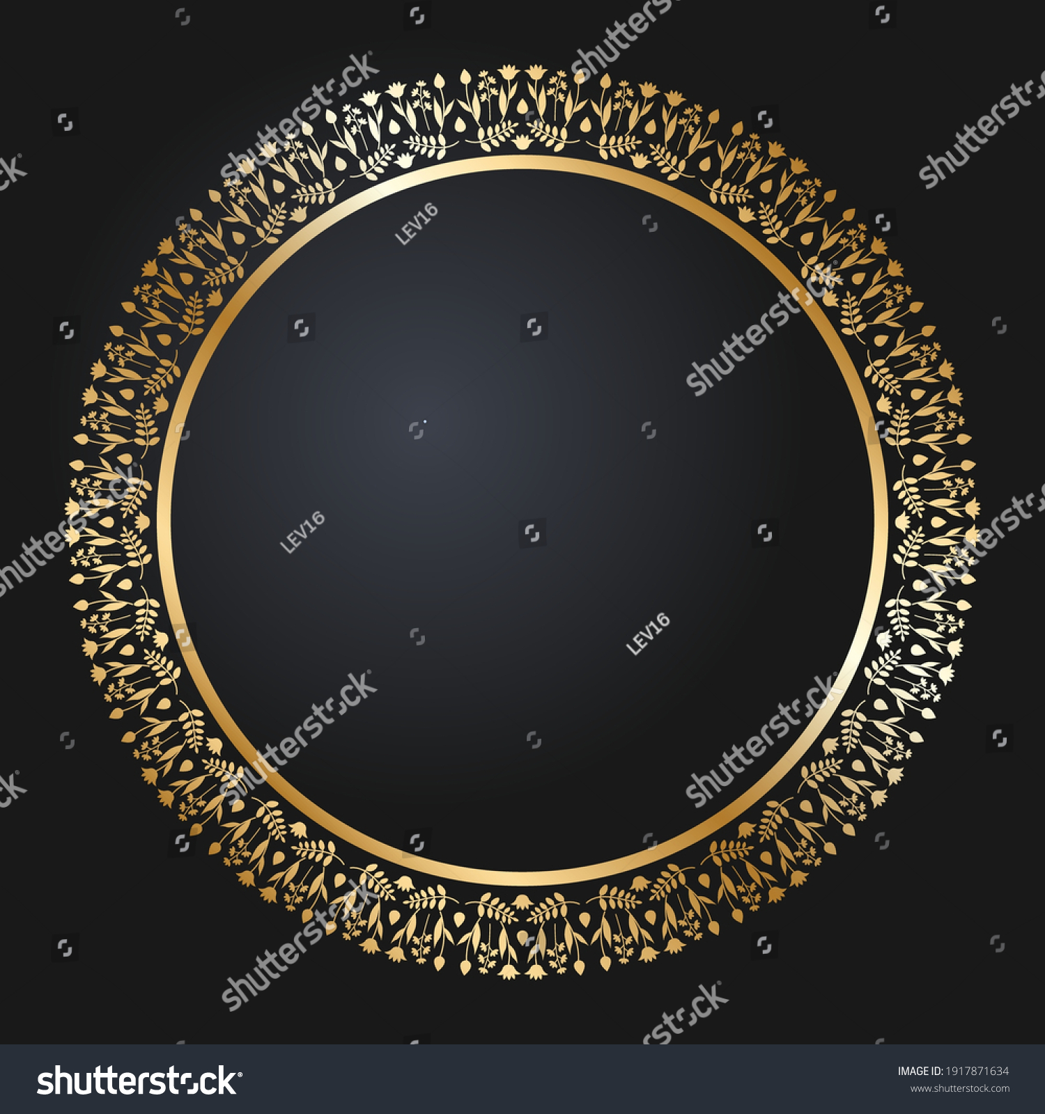 Floral Gold Border Round Golden Frame Stock Vector (Royalty Free ...